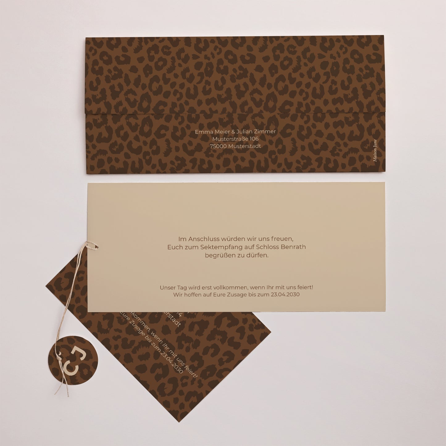Hochzeitseinladung Mappe 2 Karten, Etikett Jungle Glam foto N° 4