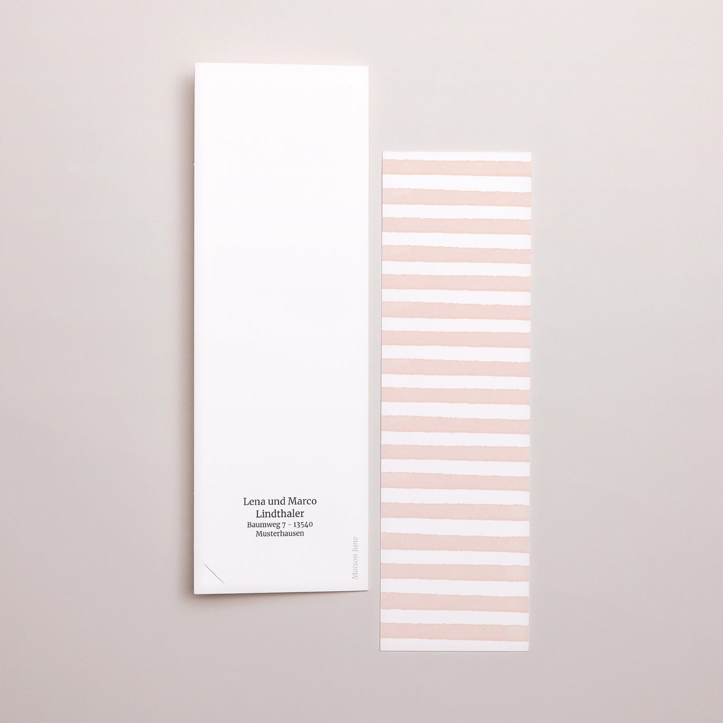 Geburtskarte Fotoautomaten Lesezeichen Hellrosa Streifen foto N° 3