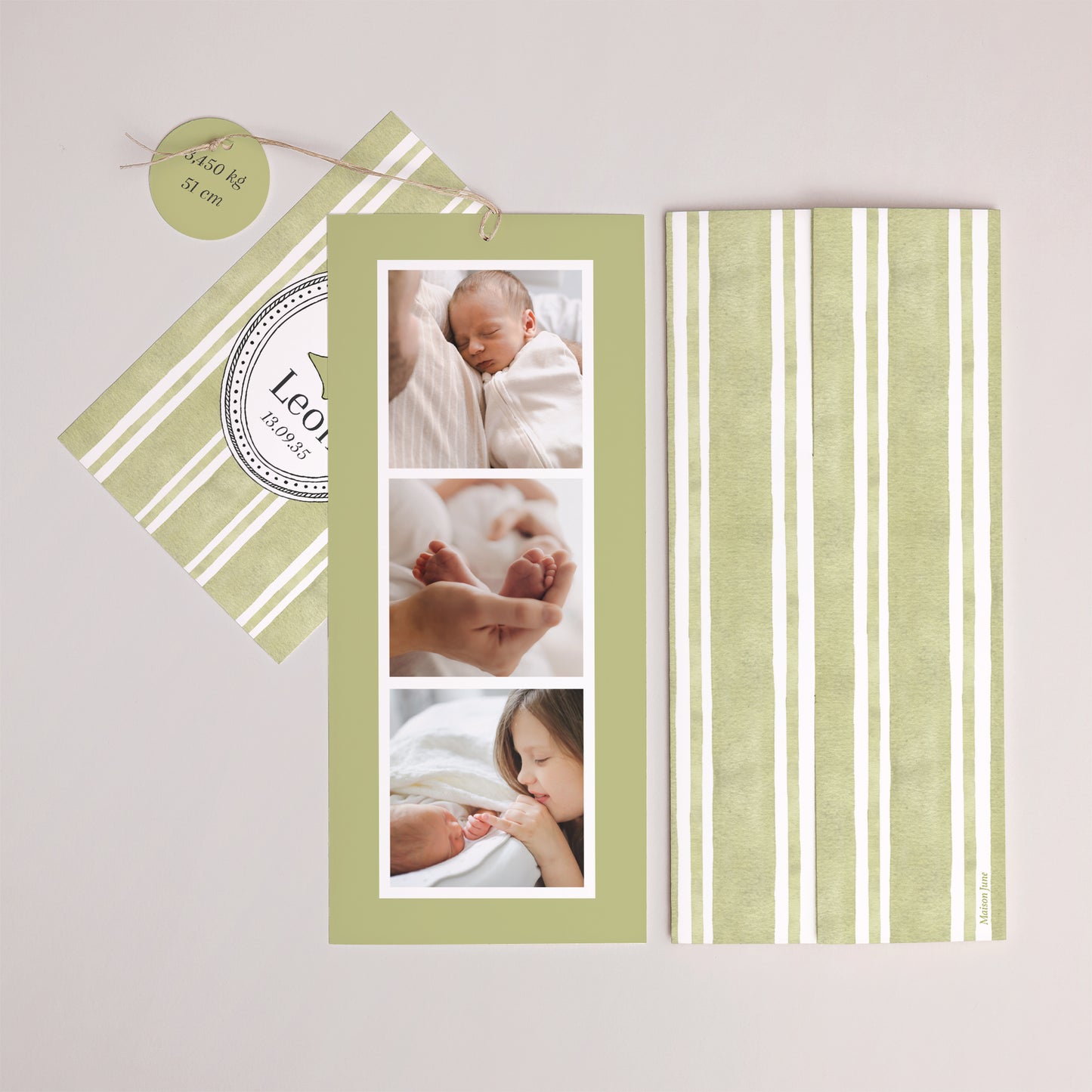 Geburtskarte Portrait-Hülle 2 Karten, Etikett Liebesstreifen foto N° 4