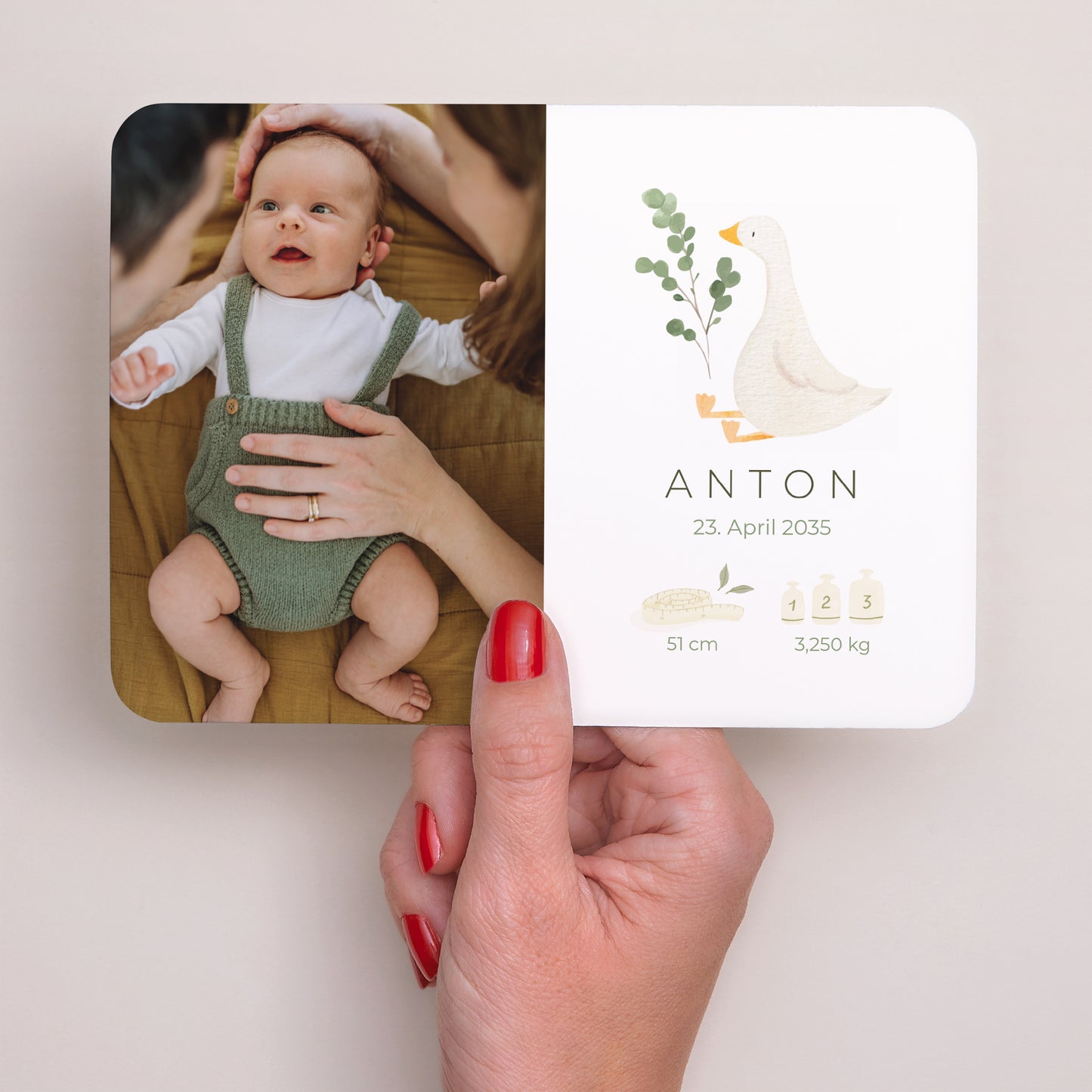 Geburtskarte Landschaft, abgerundete Ränder Feder der Sanftheit foto N° 3