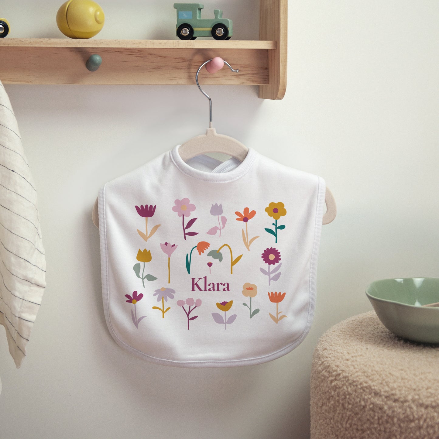 Kinderlätzchen Geburt Stoff Herz in Blüte foto N° 2