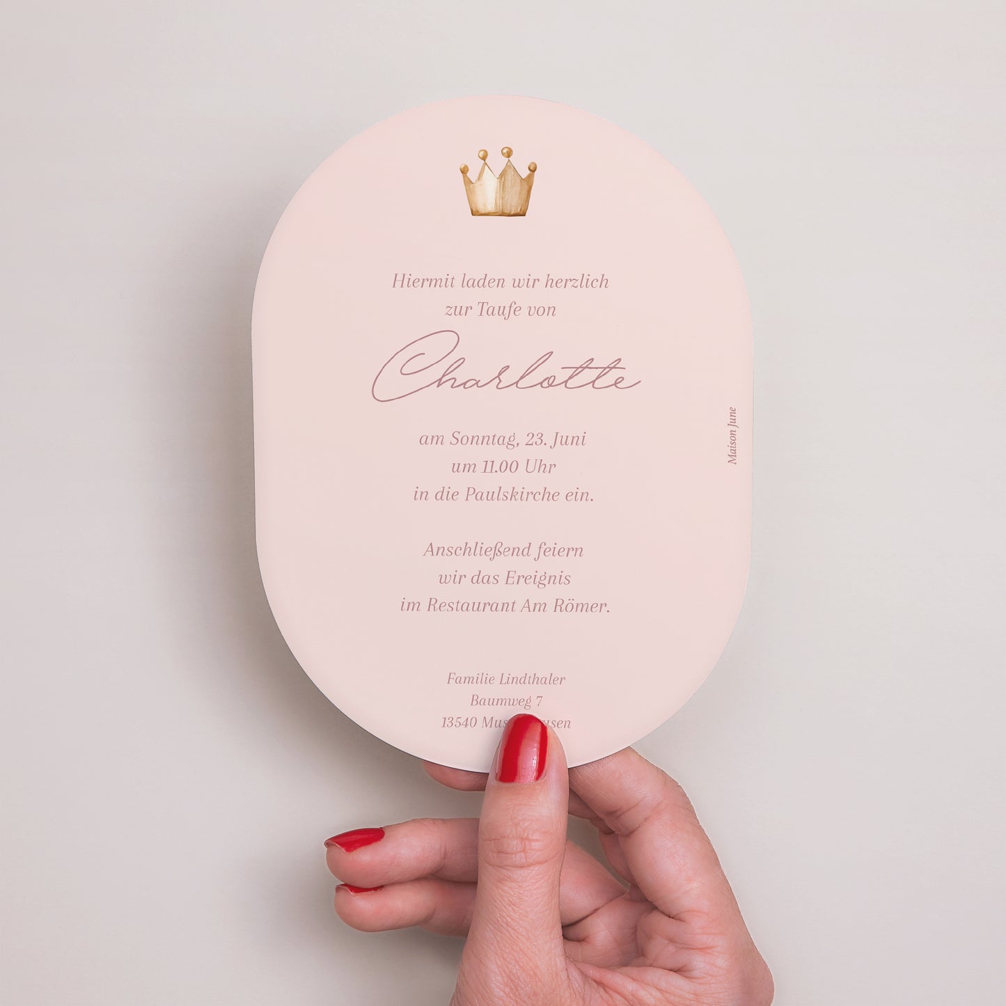 Taufeinladung oval Prinzessin des geheimen Gartens foto N° 3