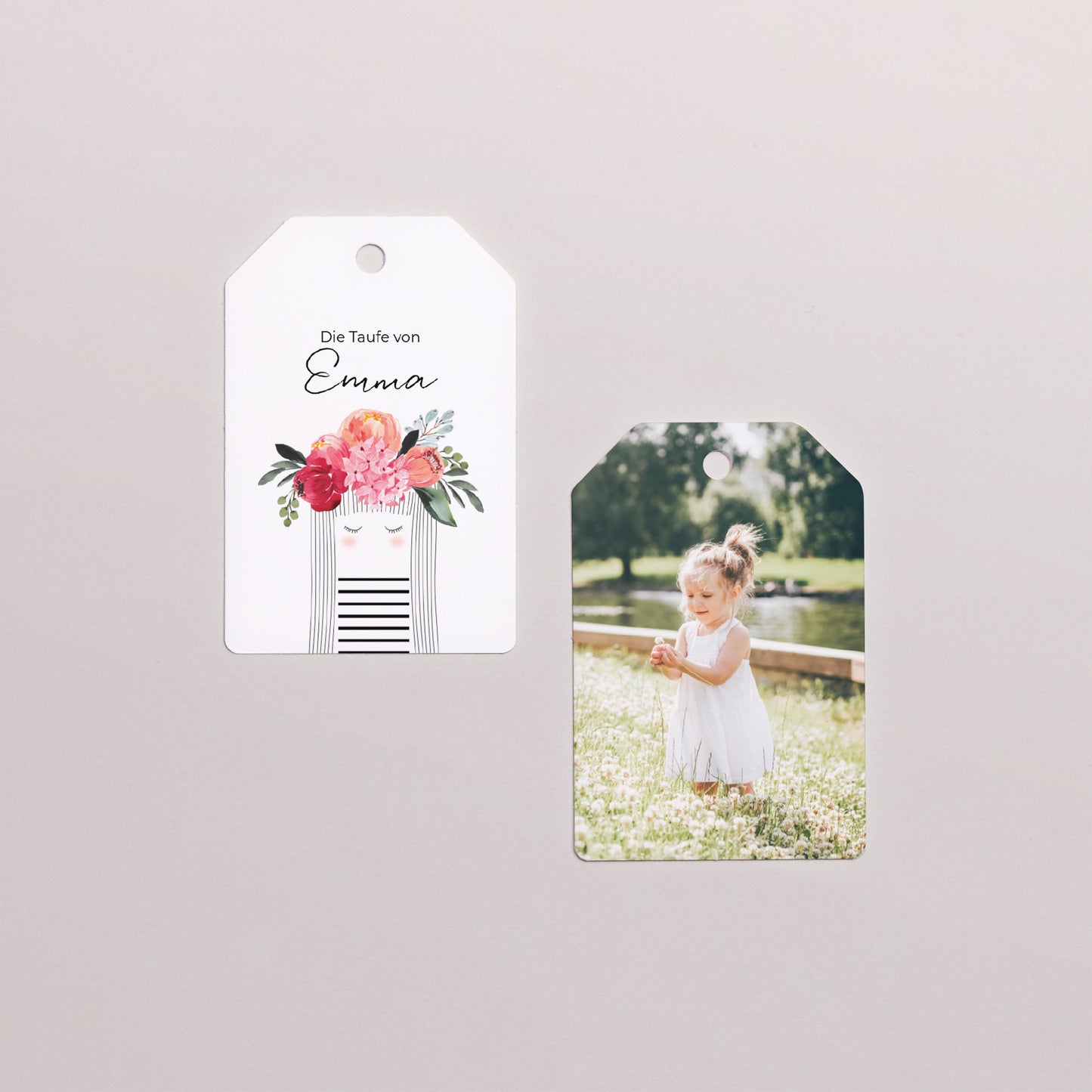 Geschenkbox Taufe Ball mit Wimpel-Etikett Kleine gesegnete Blume foto N° 4