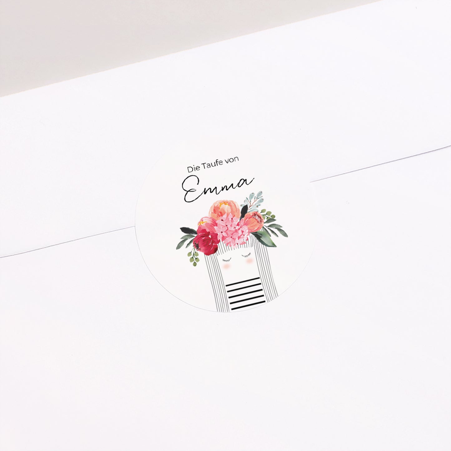 Sticker Taufe Rund Kleine gesegnete Blume foto N° 1