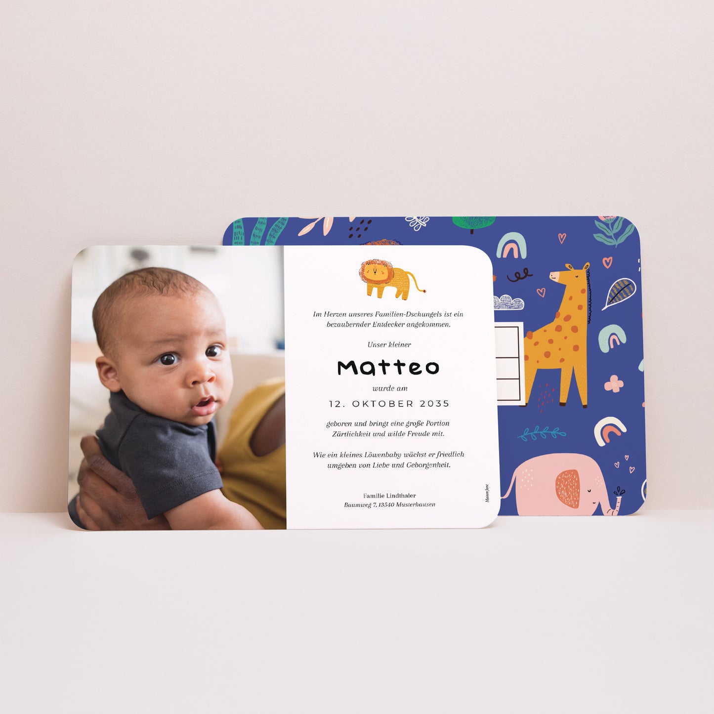 Geburtskarten Landschaft, abgerundete Ränder Die Dschungelbewohner foto N° 3