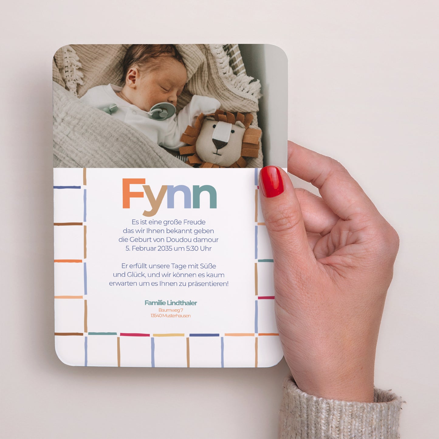 Geburtskarte Porträt, abgerundete Kanten Quadrat foto N° 3