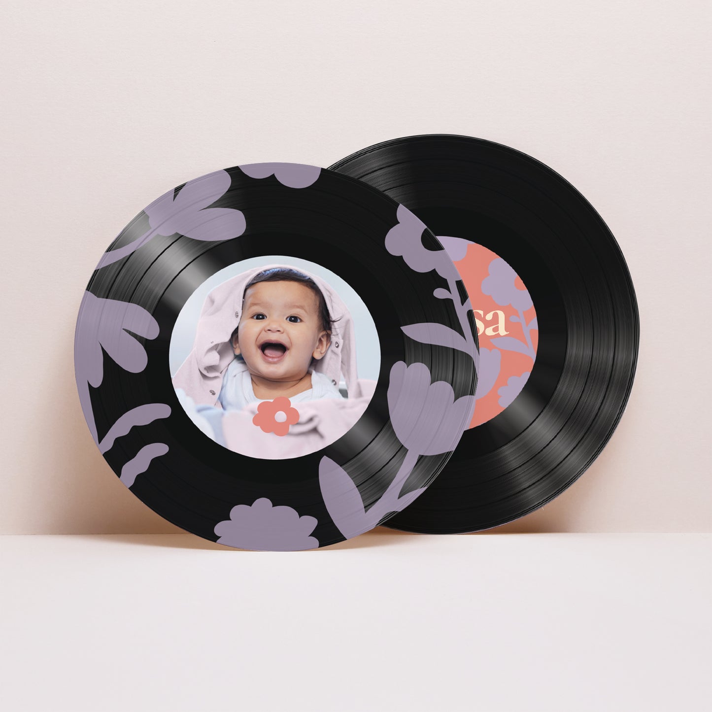 Geburtskarte Schallplattenhülle Babyblume foto N° 4