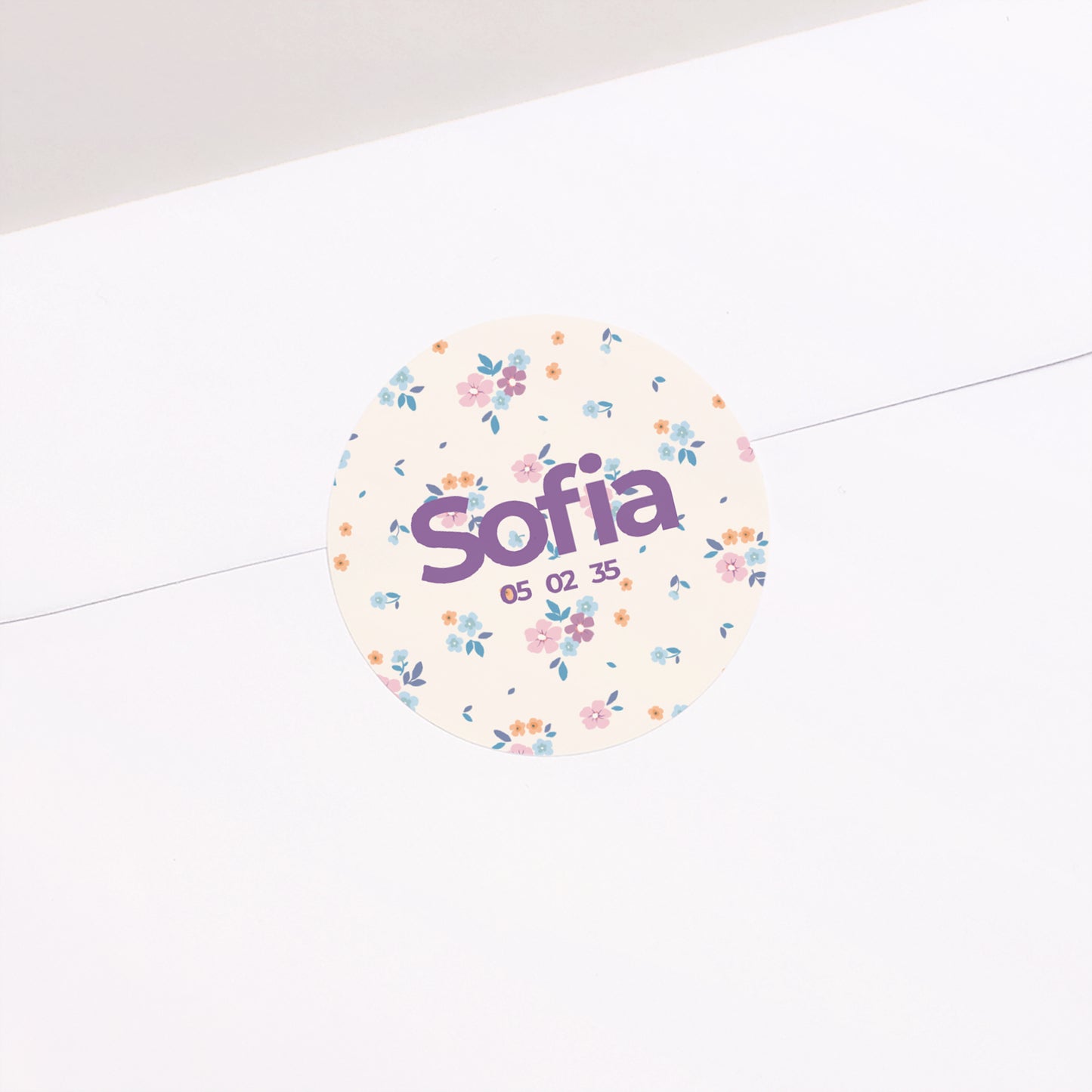 Sticker Geburt Rund Süße Blumen foto N° 1