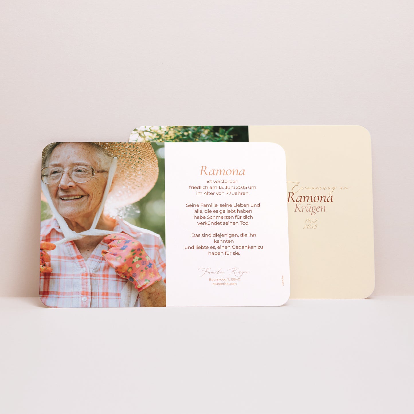 Trauerkarte Landschaft, abgerundete Ränder Zärtlichkeit und Erinnerungen foto N° 3