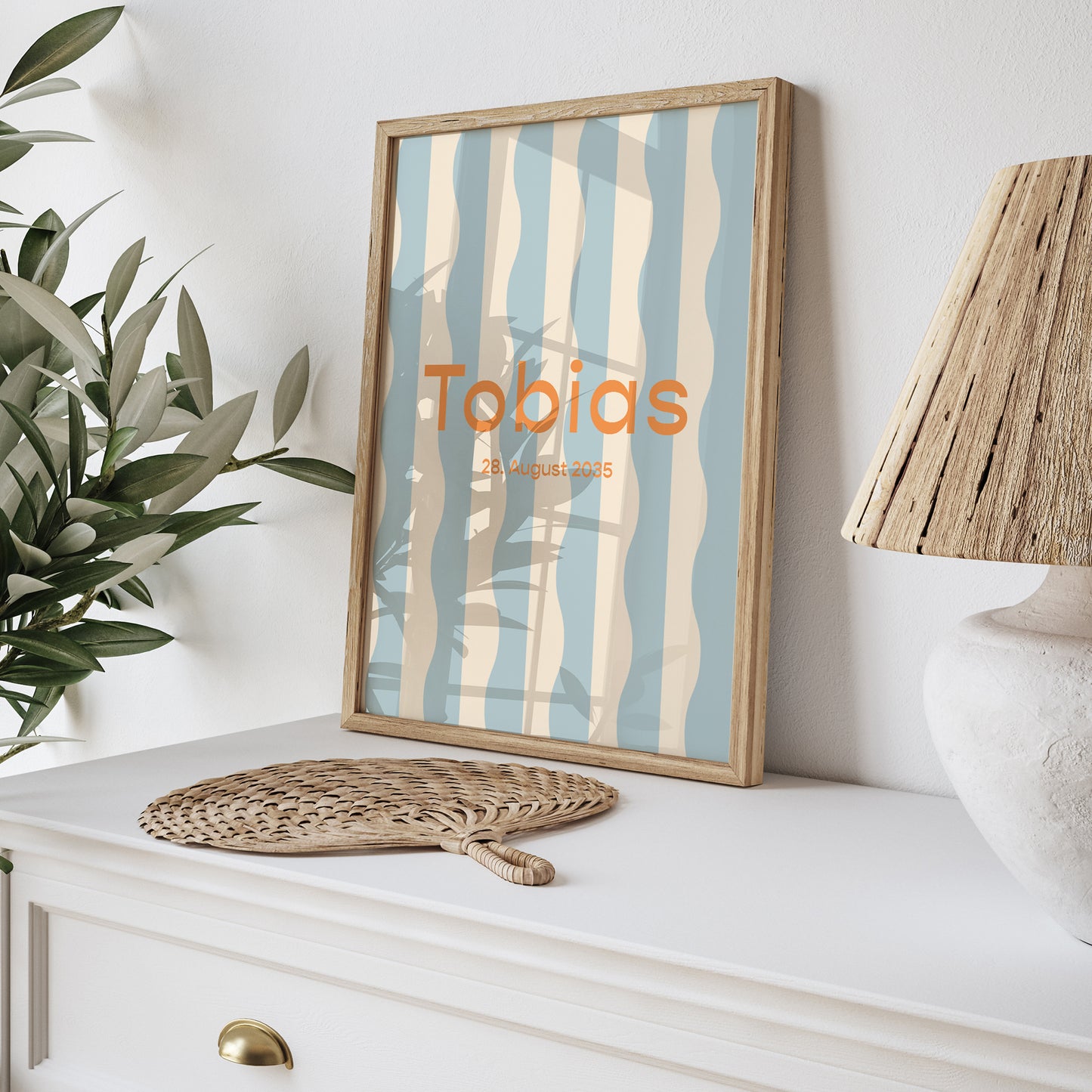 Poster Geburt Porträt Blaue Wellen foto N° 5