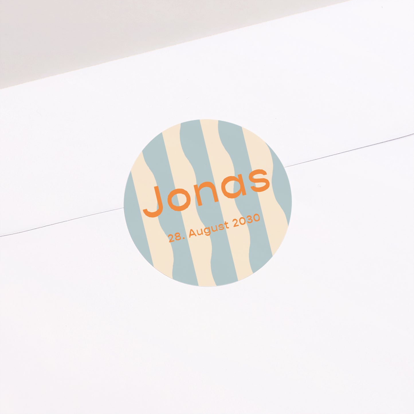 Sticker Geburt Rund Blaue Wellen foto N° 1