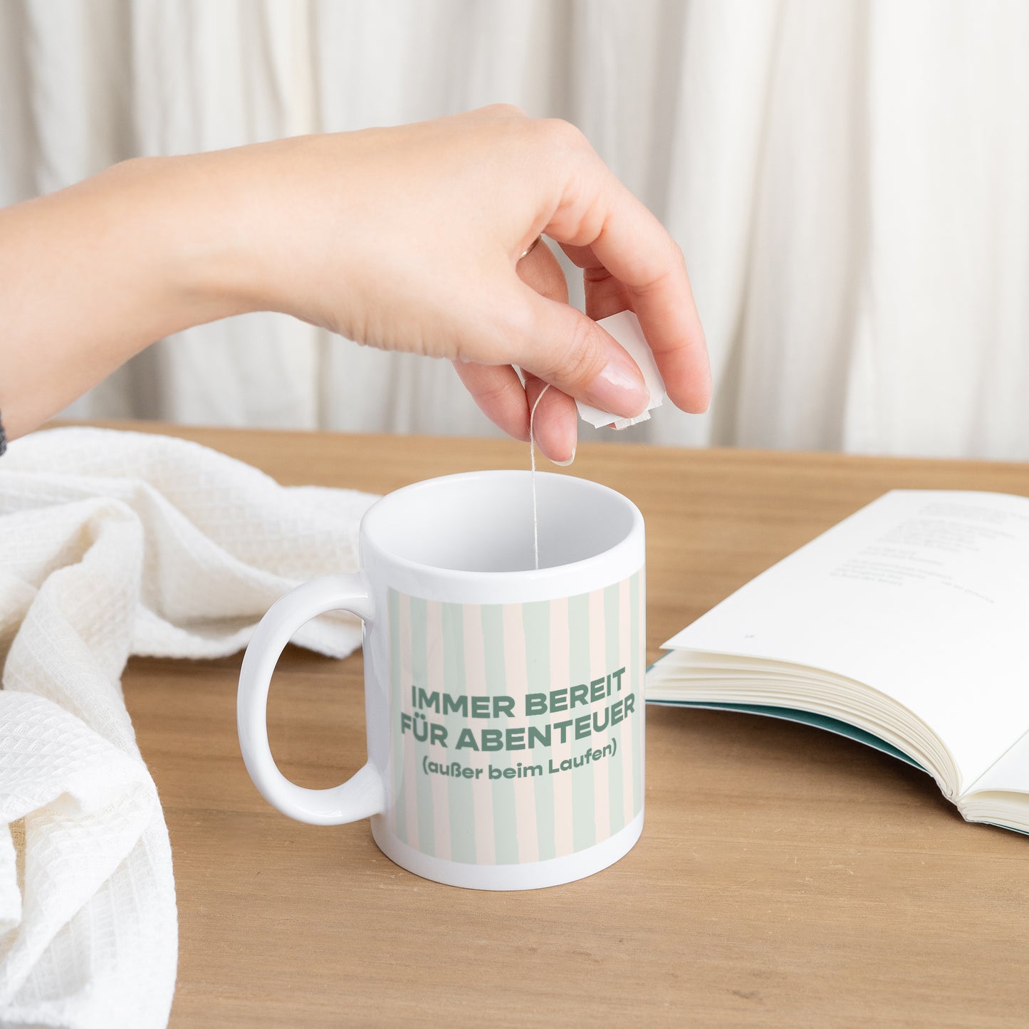 Tasse Objekte Weiß Immer bereit für Abenteuer foto N° 3