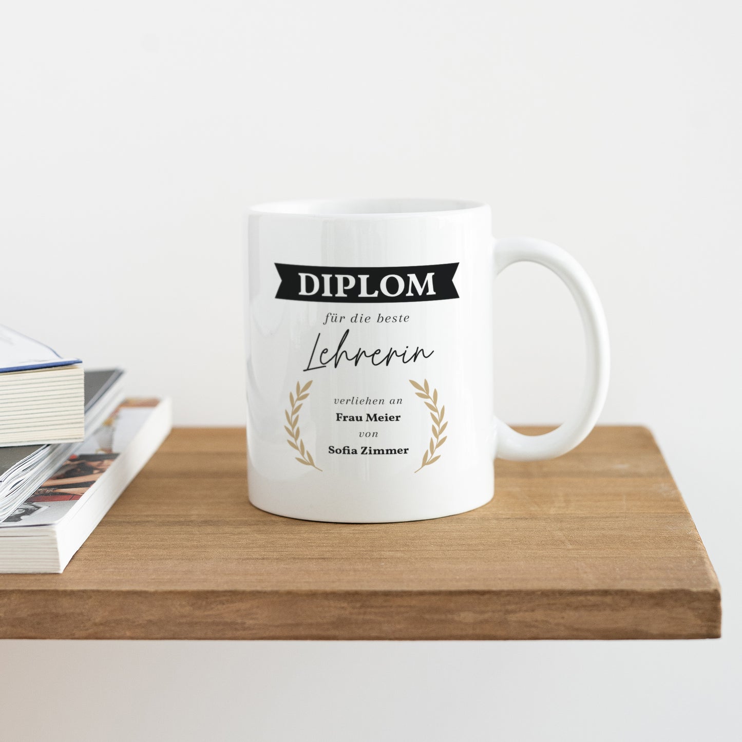 Tasse Objekte Weiß Diplom der besten Lehrerin foto N° 4