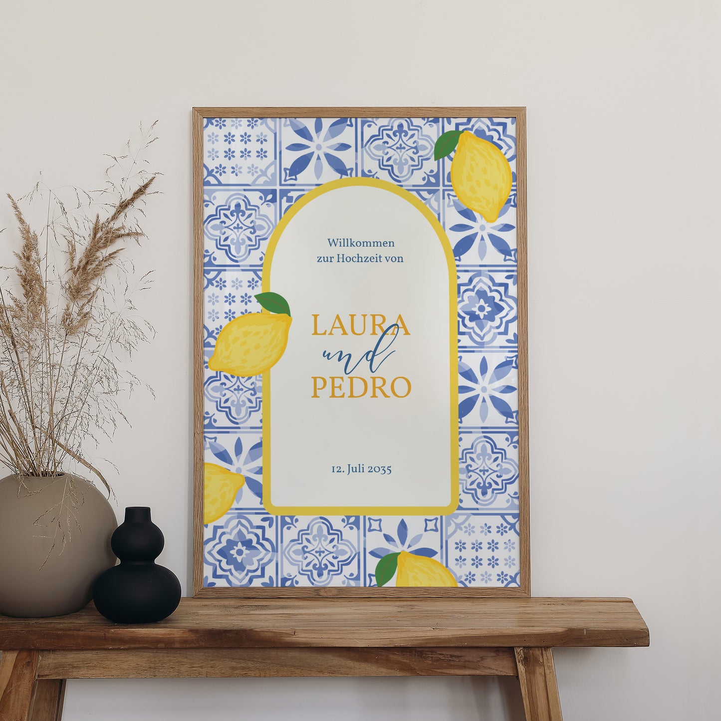 Begrüßungstafel Hochzeit Porträt 60 x 90 cm Azulejo der Liebe foto N° 2