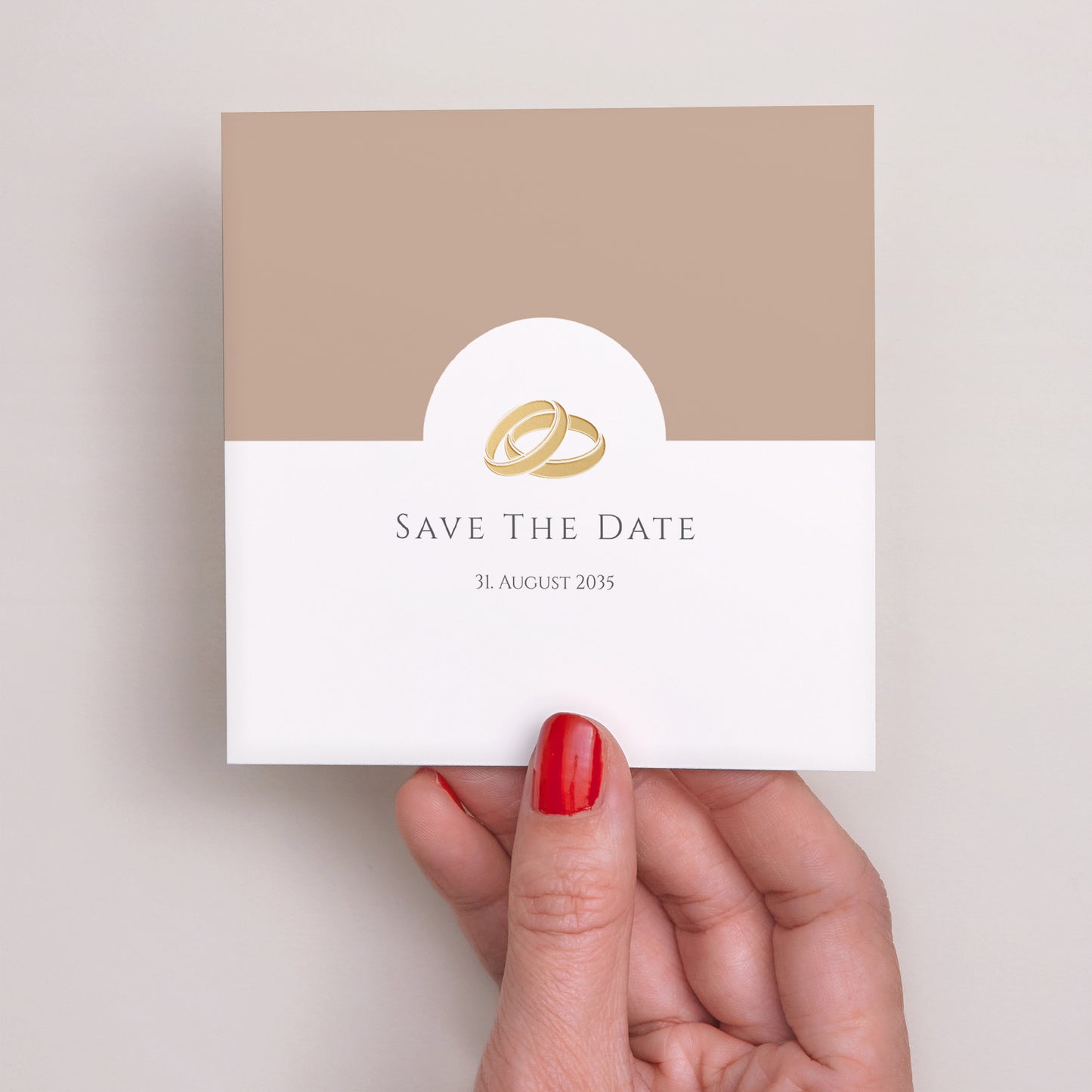 Save the date Karte Hochzeit Quadrat Sanfte goldene Harmonie foto N° 2