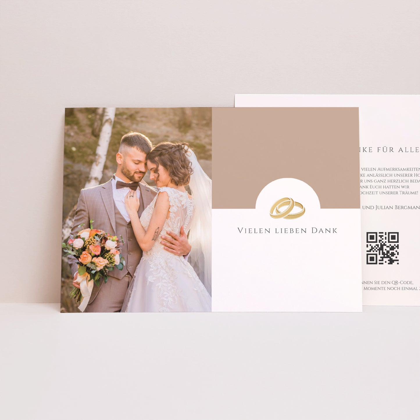 Dankeskarte Hochzeit Landschaft Sanfte goldene Harmonie foto N° 1