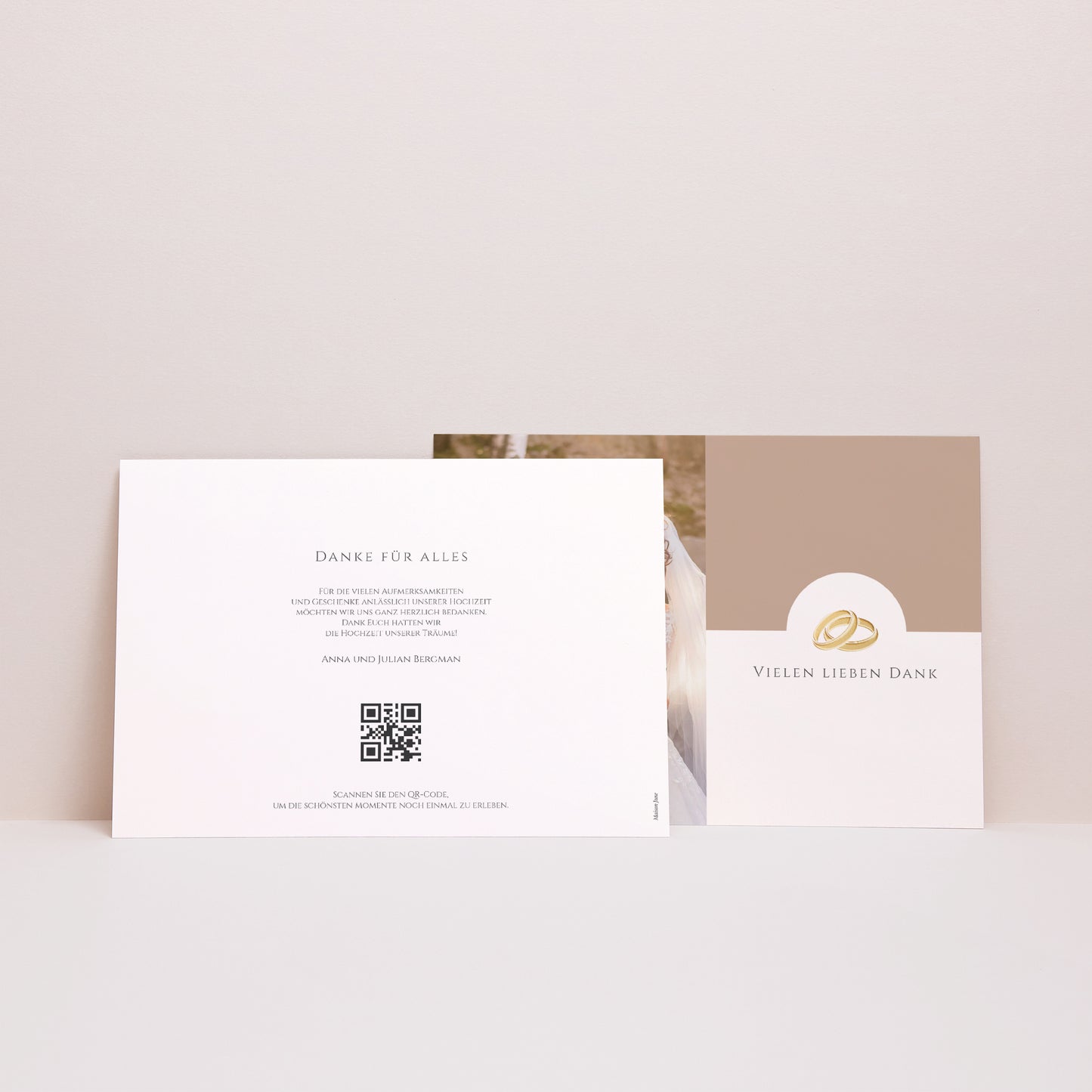 Dankeskarte Hochzeit Landschaft Sanfte goldene Harmonie foto N° 2