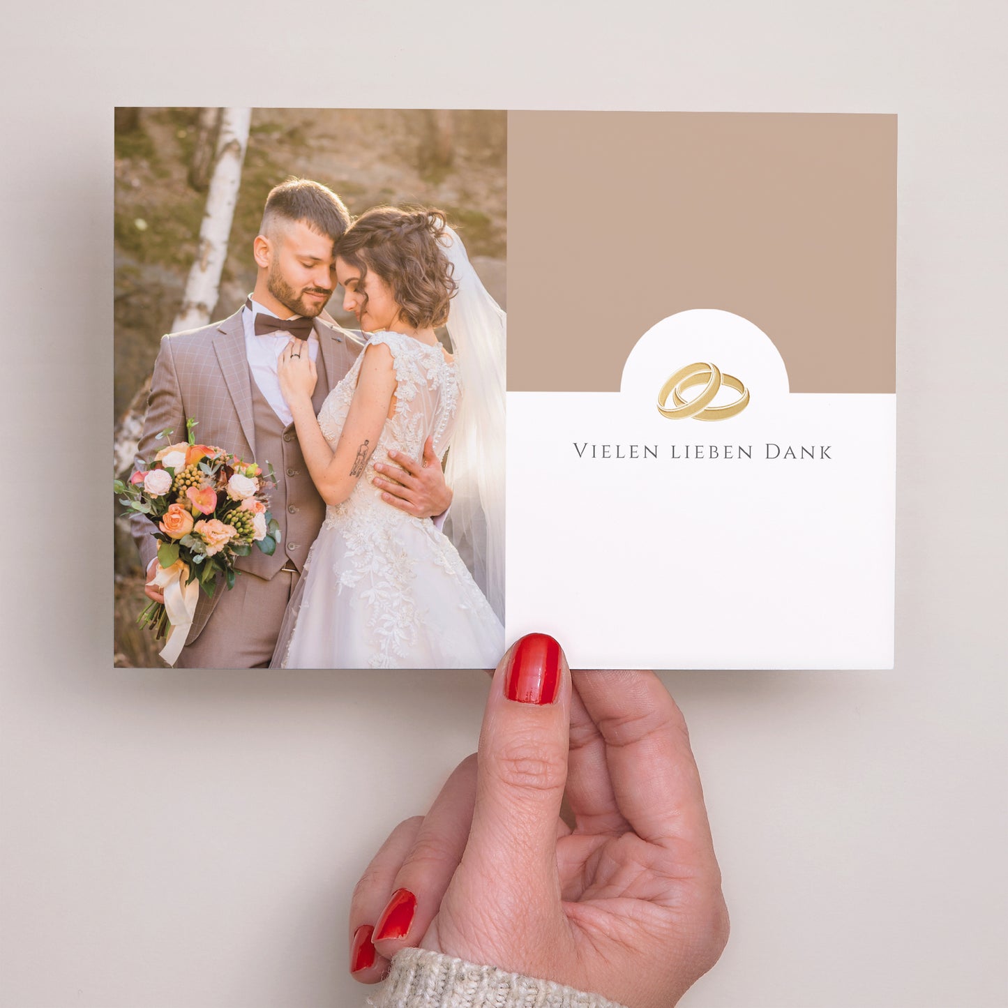 Dankeskarte Hochzeit Landschaft Sanfte goldene Harmonie foto N° 3