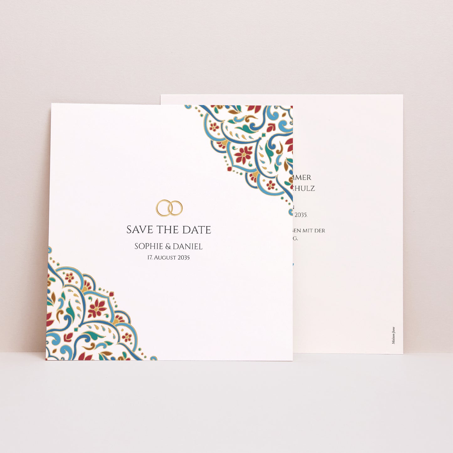 Save the date Karte Hochzeit Quadrat Liebe aus dem Osten foto N° 1