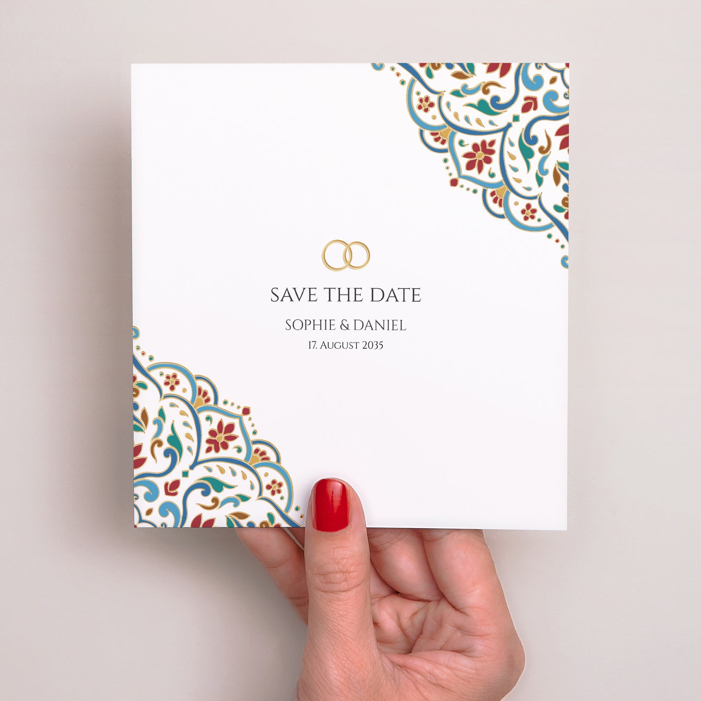 Save the date Karte Hochzeit Quadrat Liebe aus dem Osten foto N° 2