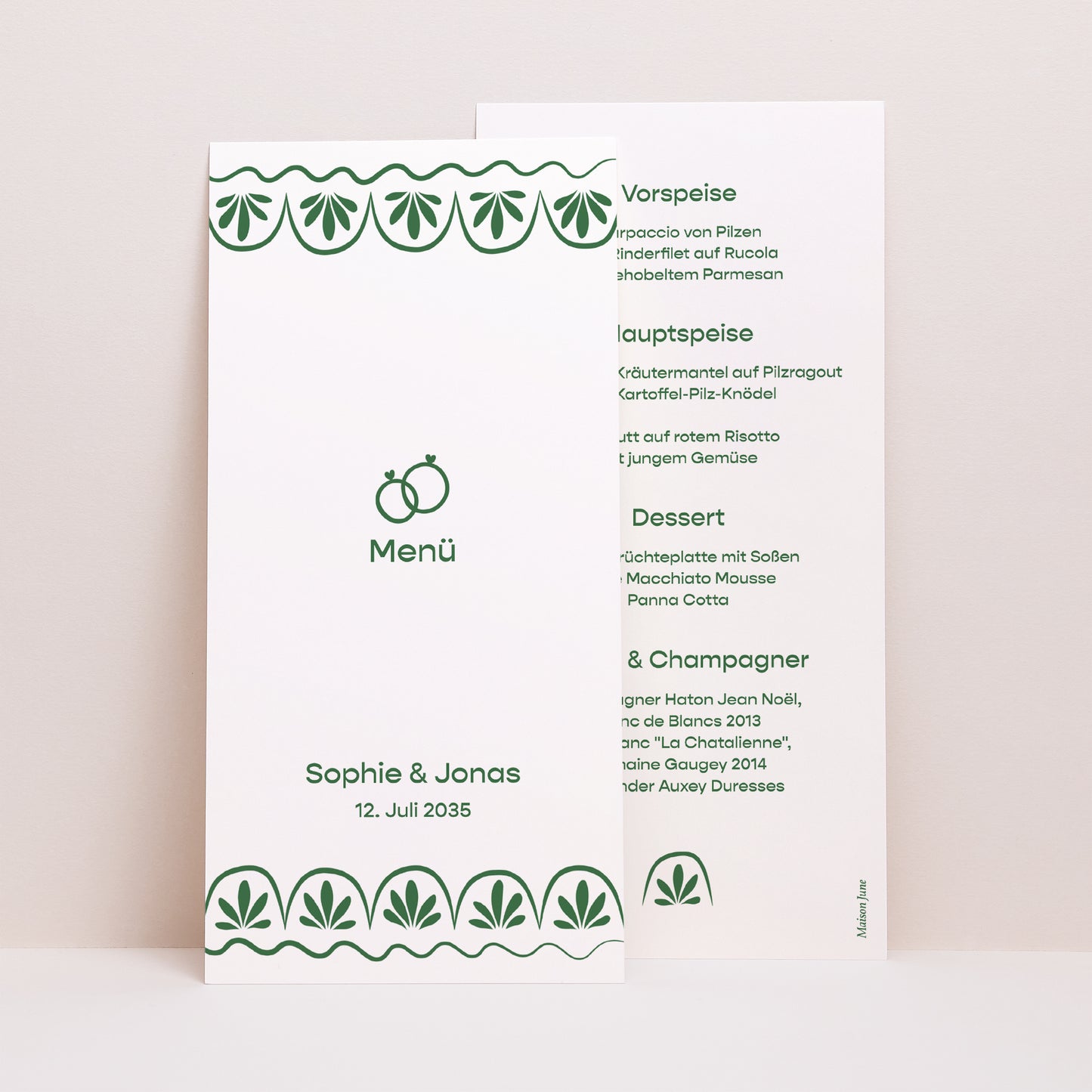Menükarte Hochzeit Panoramatisches Porträt Botanische Hochzeiten foto N° 1