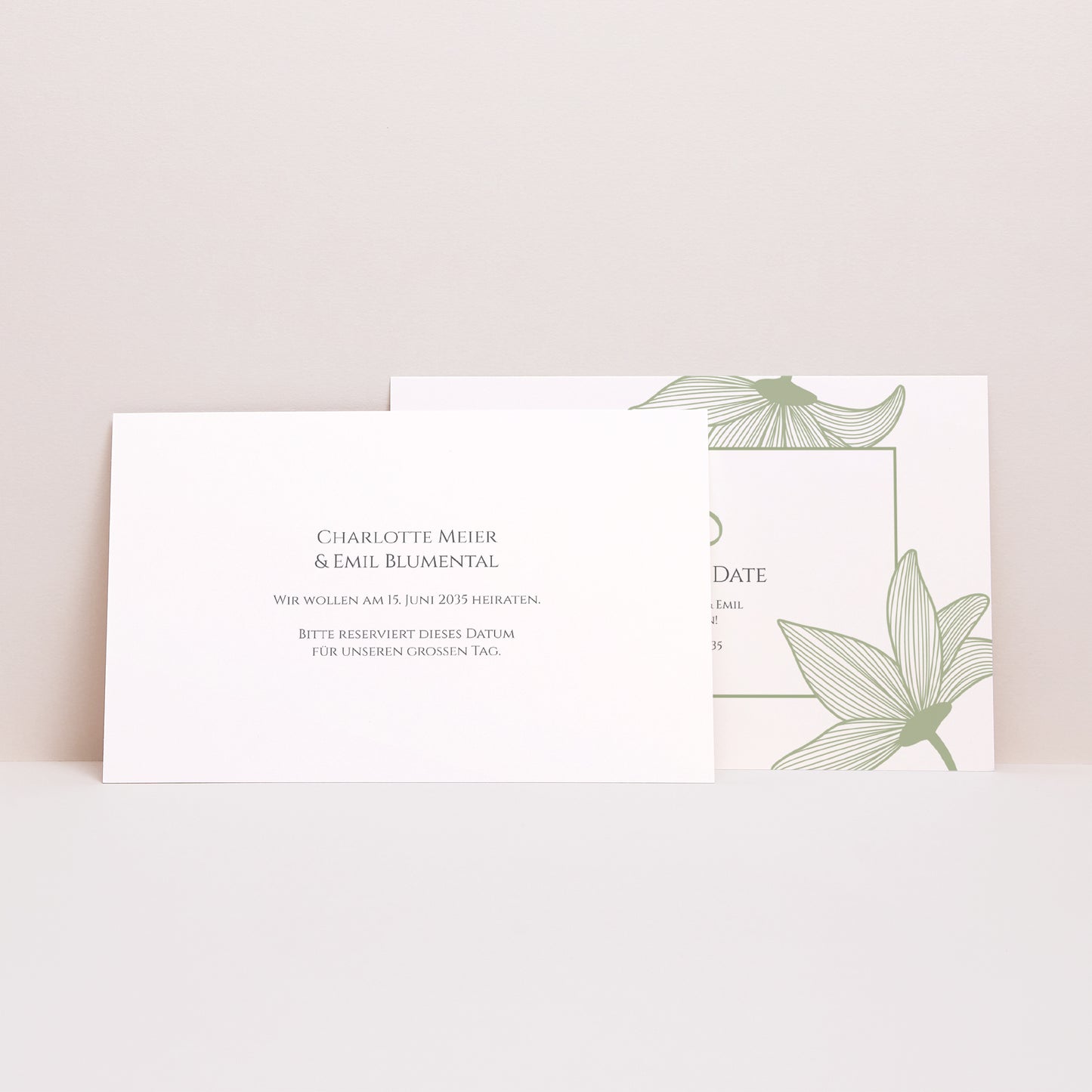 Save the date Karte Hochzeit Landschaft Blüten der Eleganz foto N° 2