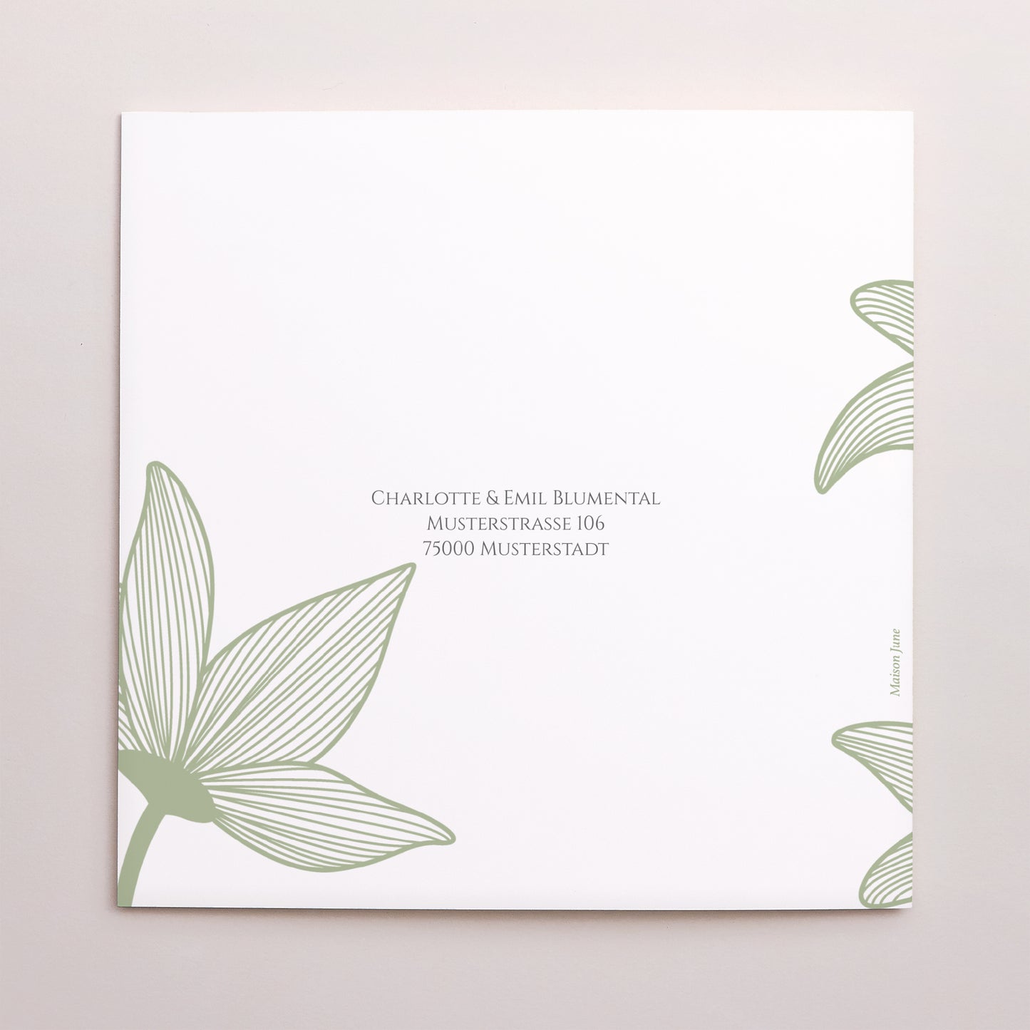 Dankeskarte Hochzeit Doppelflügelfenster Blüten der Eleganz foto N° 3