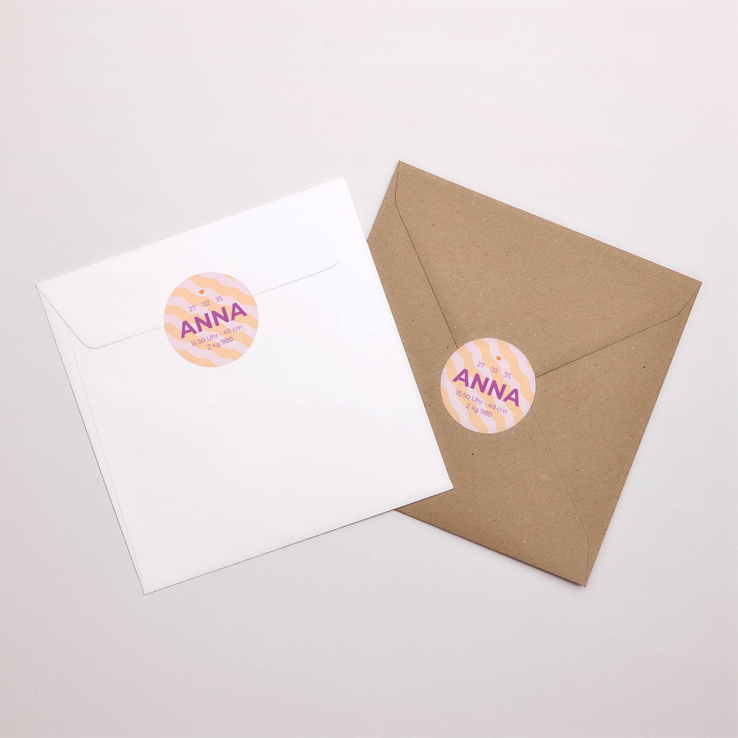 Sticker Geburt Rund Bunte Wellen Mädchen foto N° 3