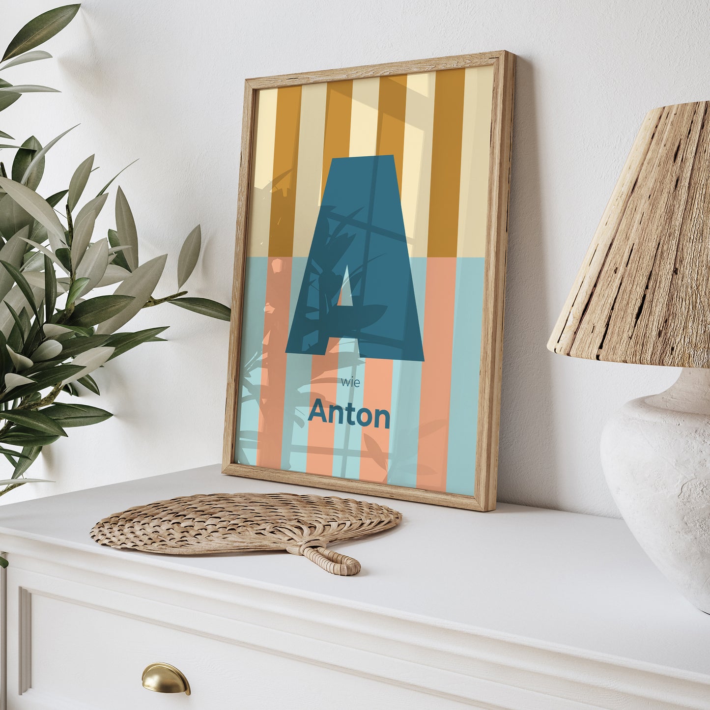 Poster Geburt Porträt Bunte Streifen blau II foto N° 5