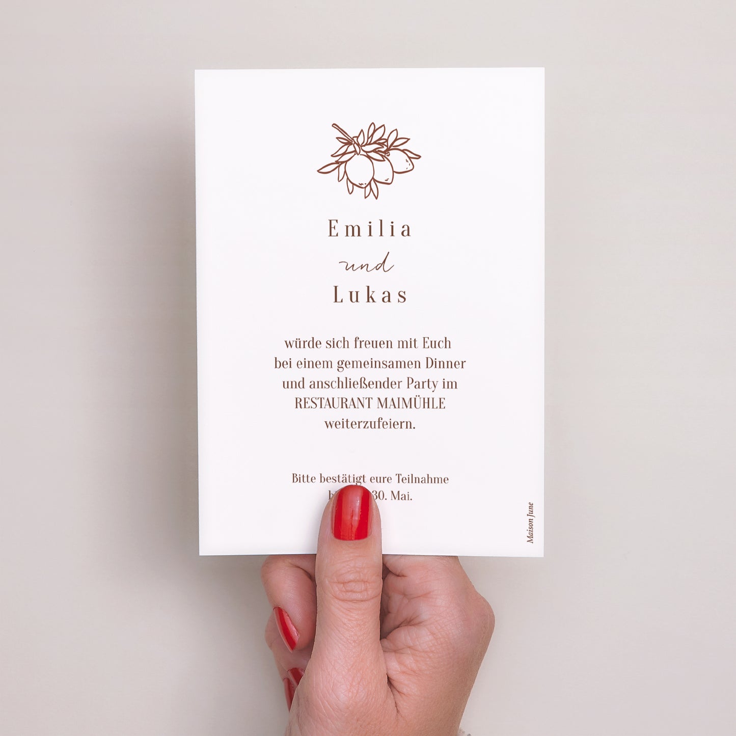 Einladungskarte Hochzeit Porträt Liebliche Liebe foto N° 3