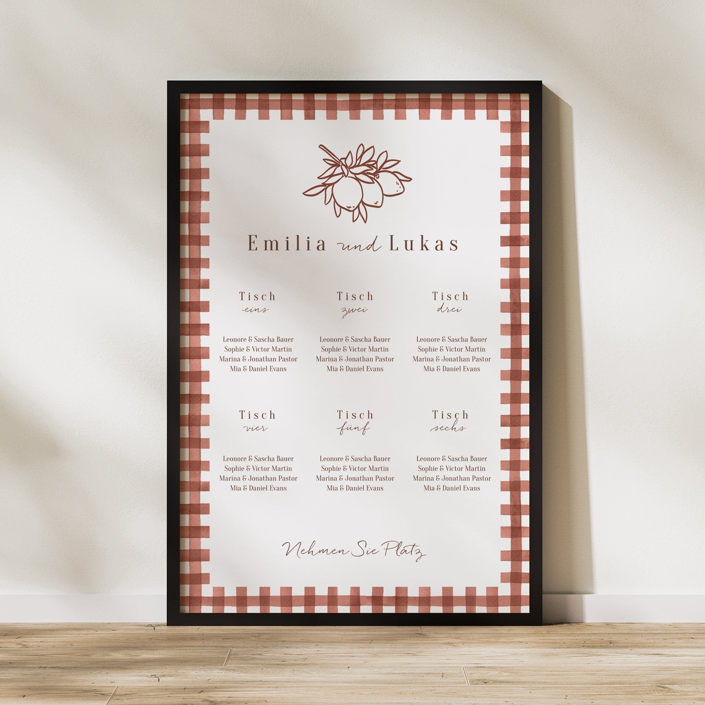 Sitzplan Hochzeit Porträt 60 x 90 cm Liebliche Liebe foto N° 1