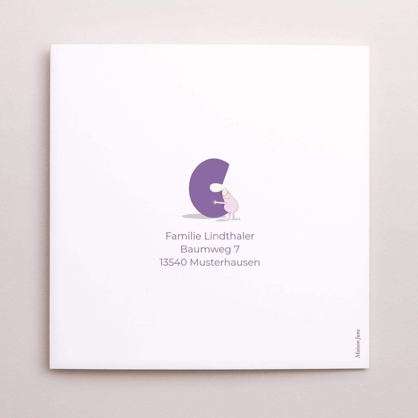 Geburtskarte Doppelflügiges Quadrat Meine rosa Liebesinitiale II foto N° 3