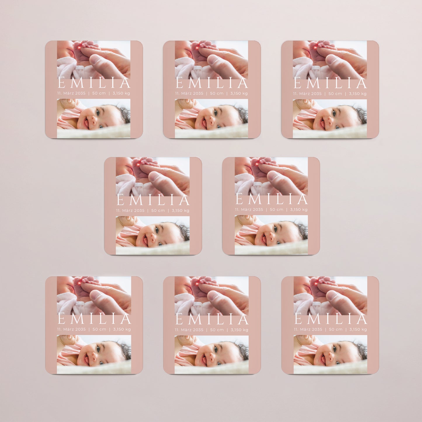 Geburtskarte Set von 8, magnetisch, quadratisch mit abgerundeten Ecken Ziel Glück foto N° 3