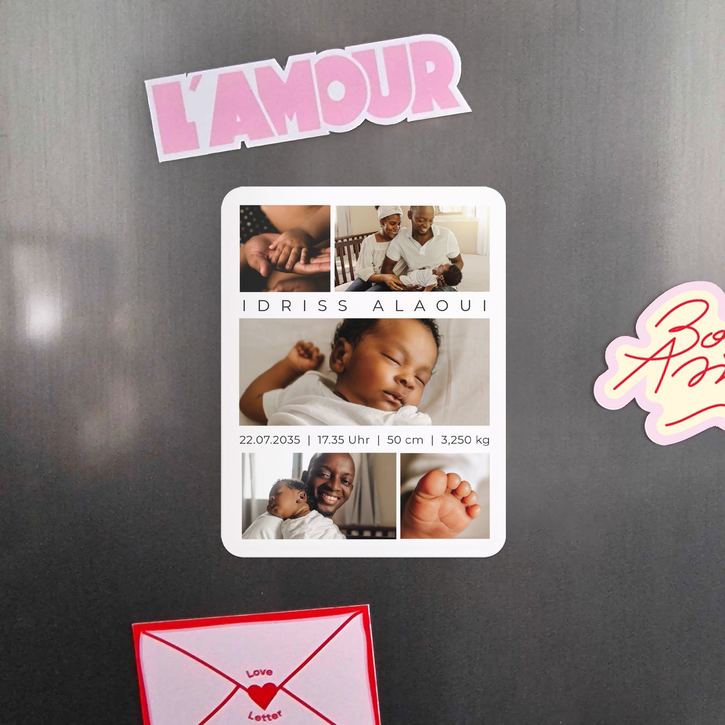 Geburtskarte Set von 8, magnetisch, rechteckig mit abgerundeten Ecken Wertvolle Grüße foto N° 4