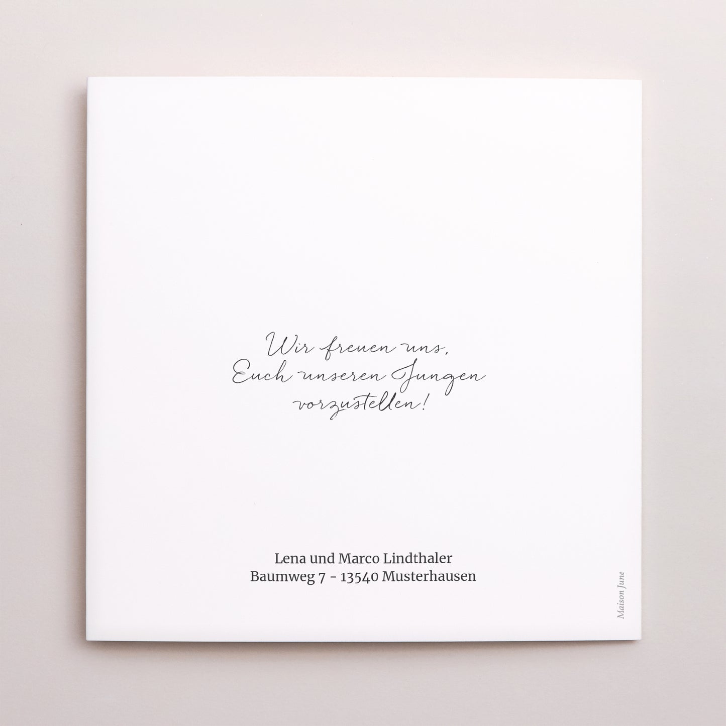 Geburtskarte Doppelflügiges Quadrat Helle grüne Streifen foto N° 3