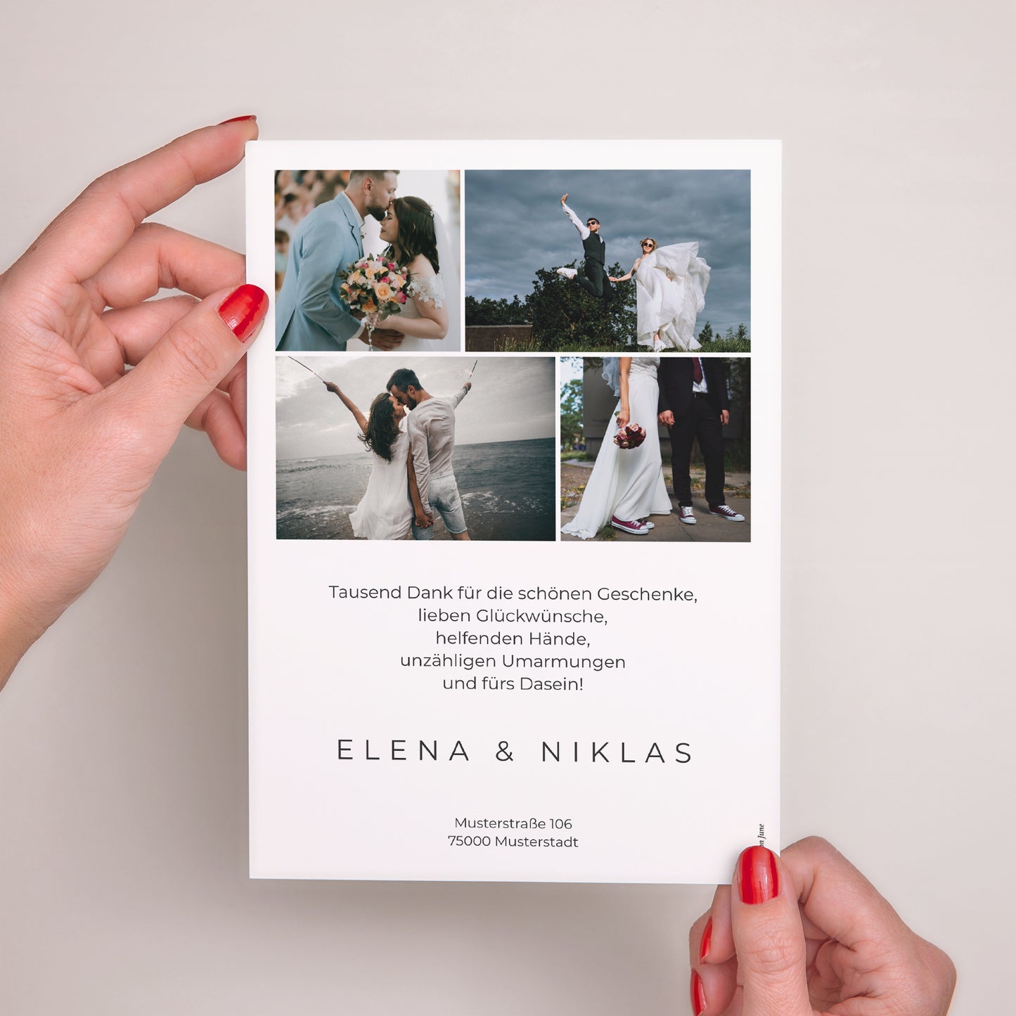 Dankeskarte Hochzeit Porträt Im Laufe unserer Blicke foto N° 3