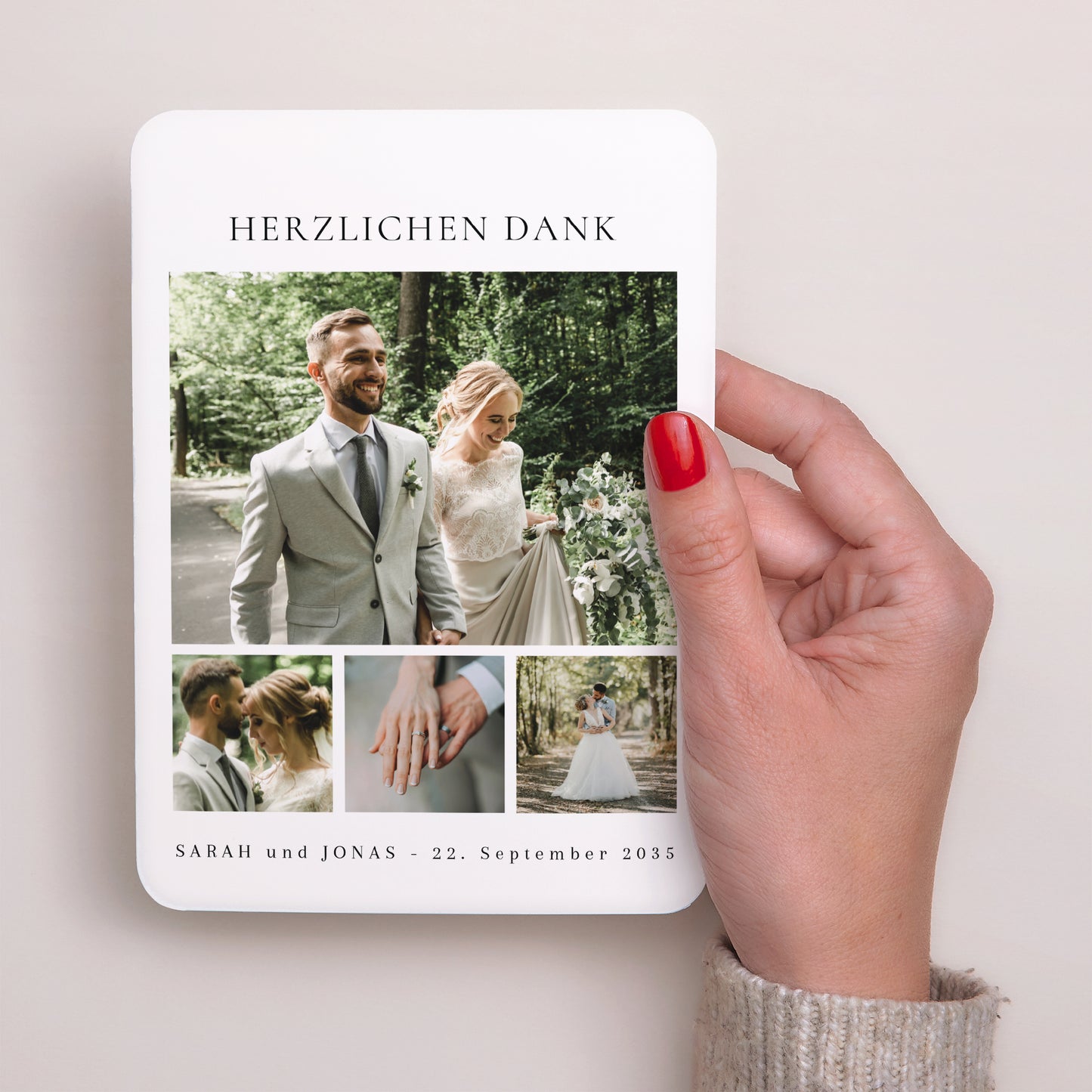 Dankeskarte Hochzeit Porträt, abgerundete Kanten Tag der Verheißung foto N° 2