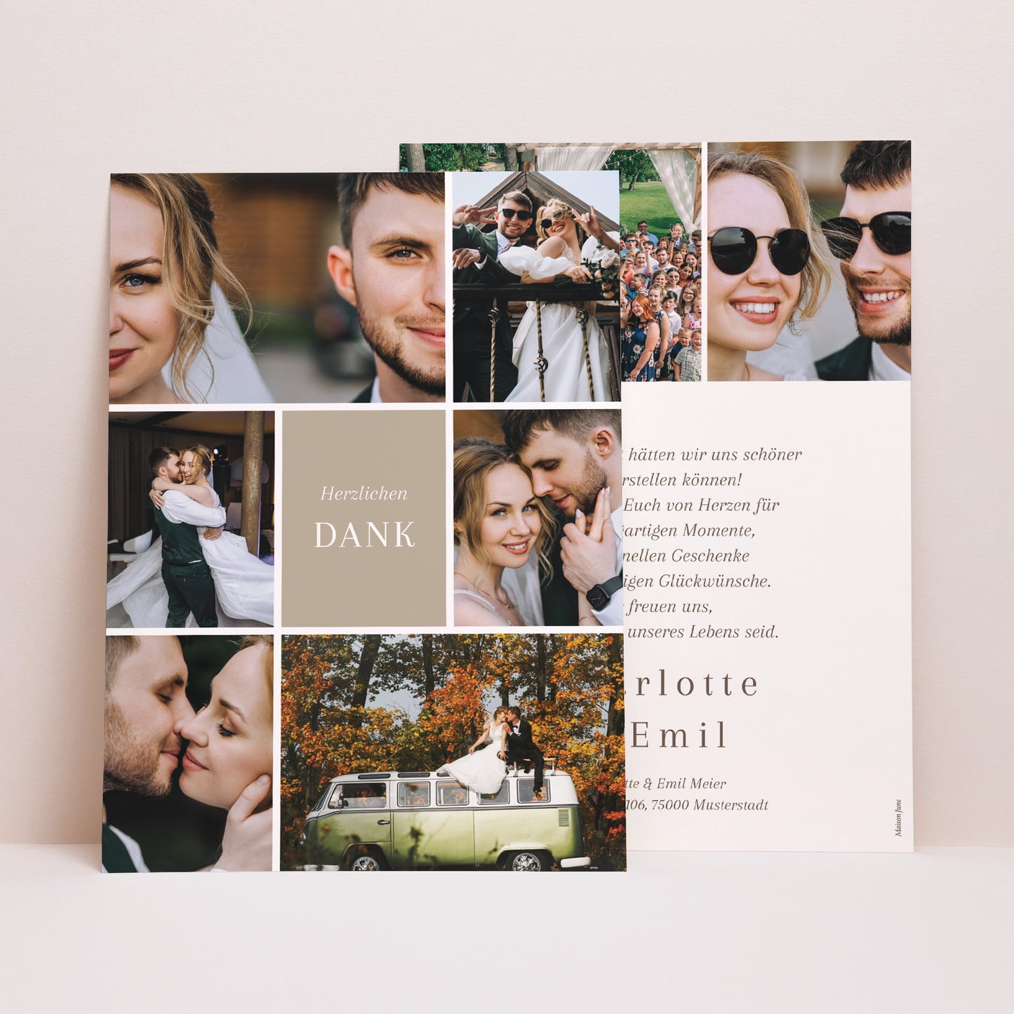 Dankeskarte Hochzeit Porträt Der Rahmen unserer Liebe foto N° 1