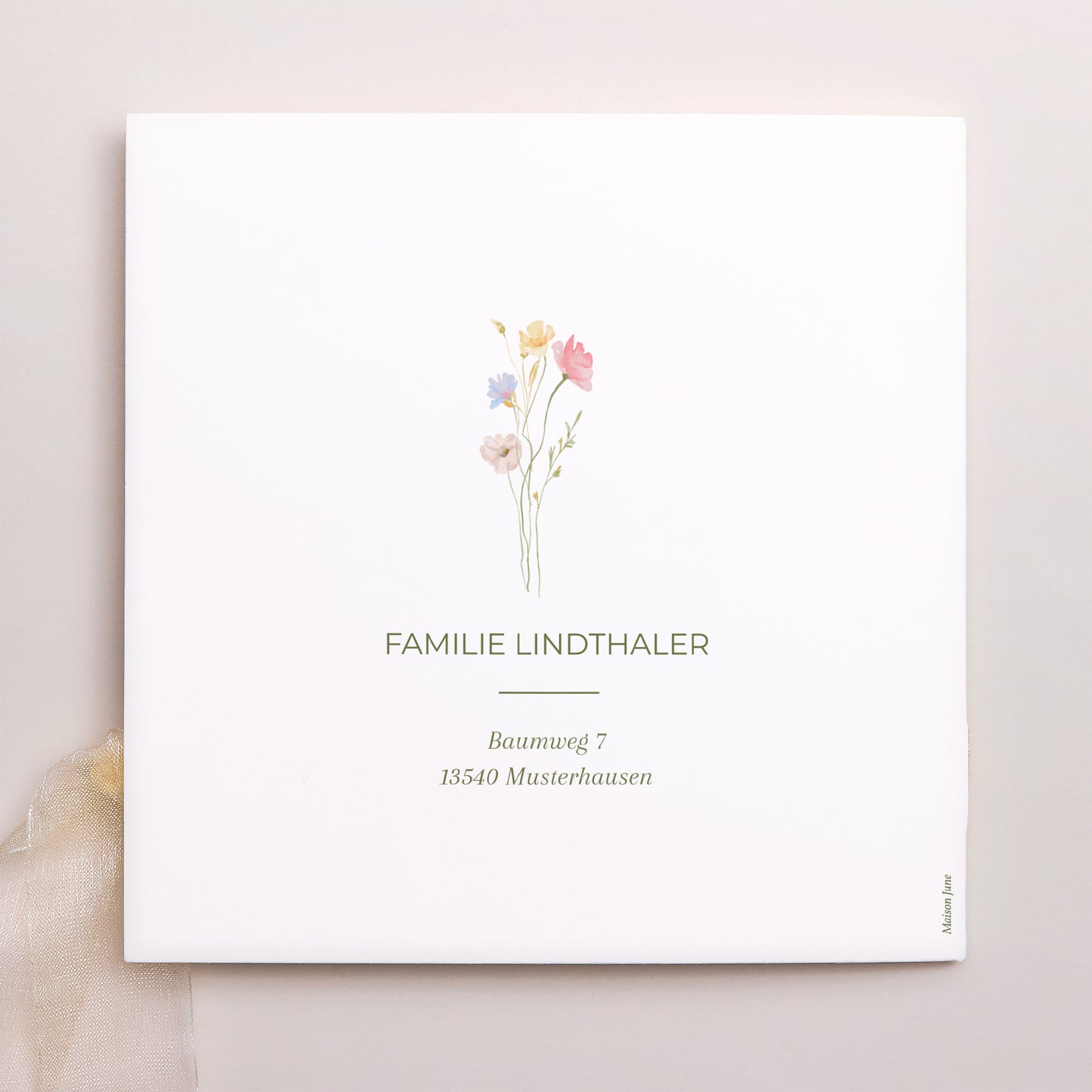 Geburtskarte Quadratische Hülle, 3 Karten, Etikett Kleine Liebesblume foto N° 4