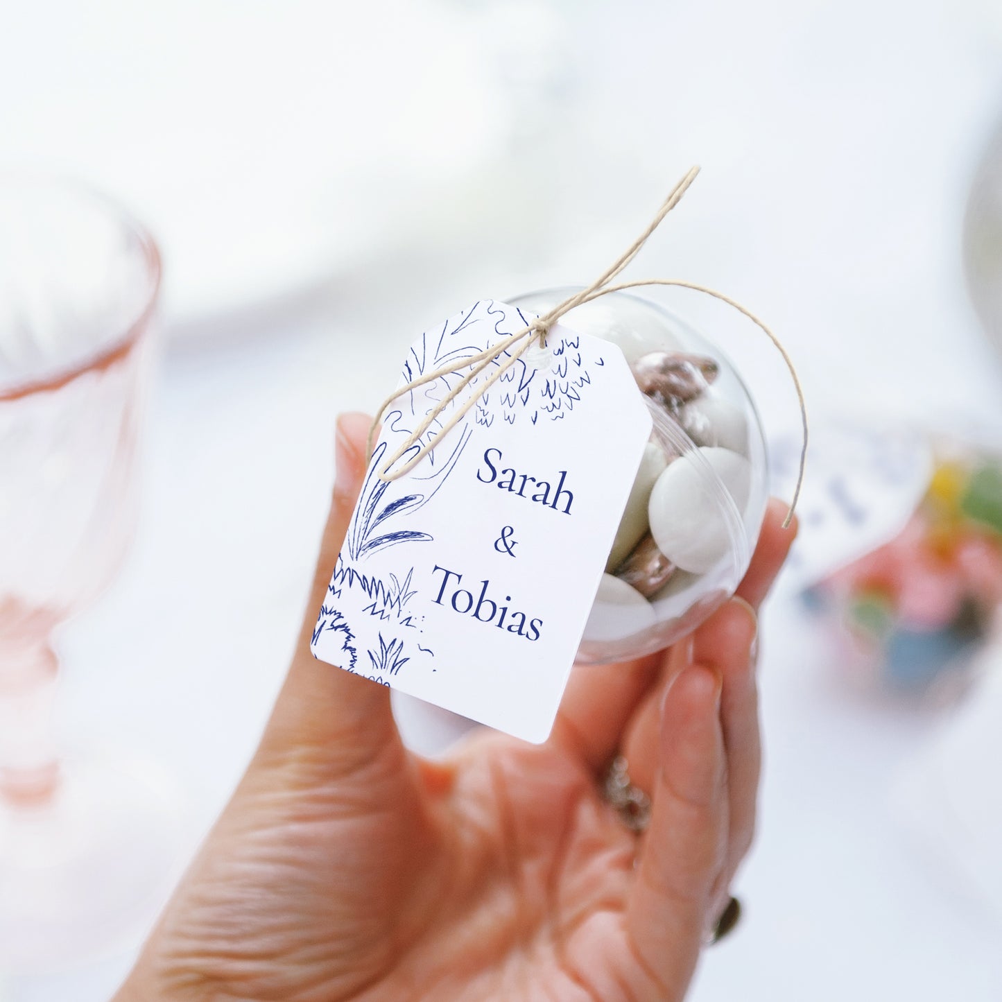 Geschenkbox Hochzeit Ball mit Wimpel-Etikett Liebeslichtung foto N° 3