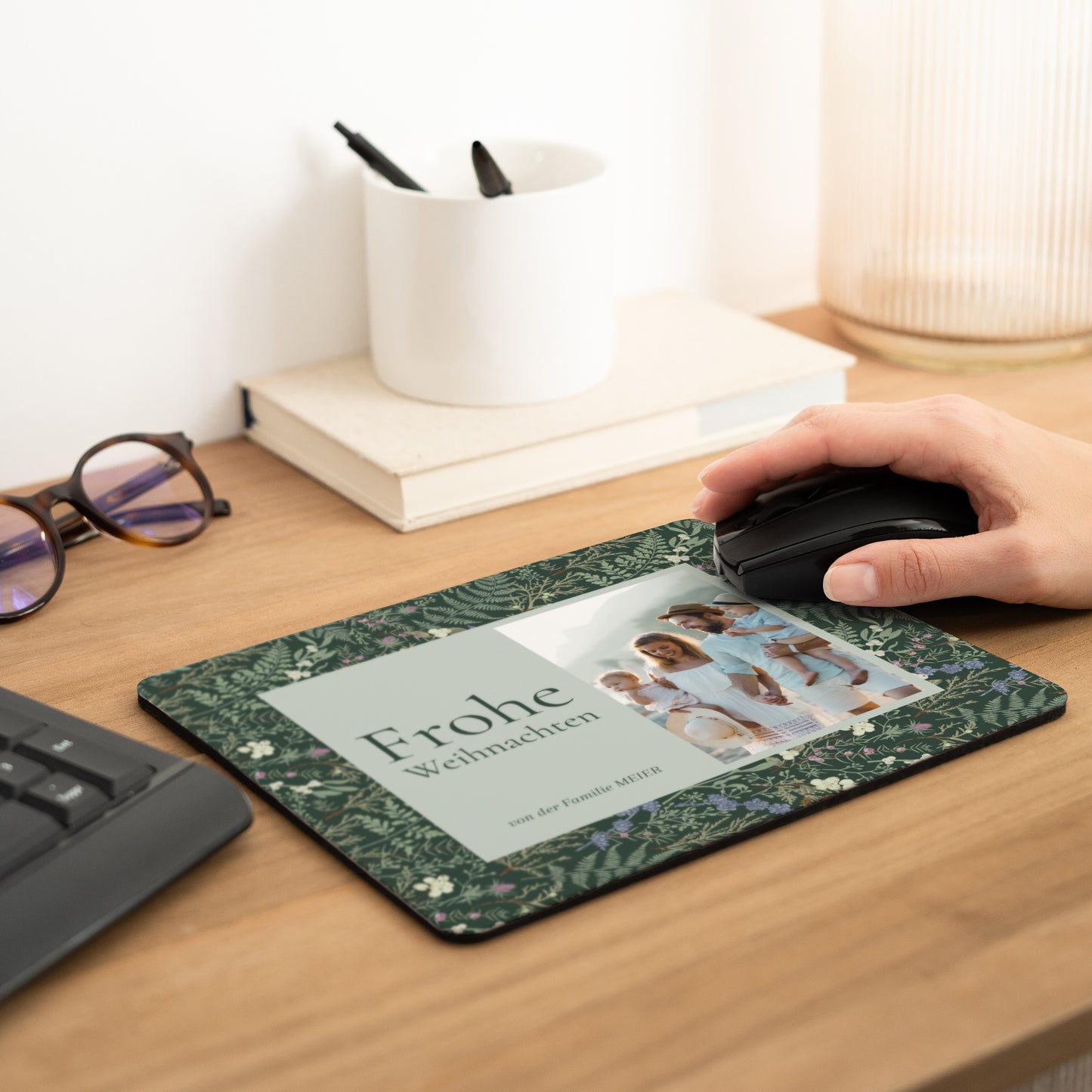 Mousepad Weihnachten Rechteck Winterlaub foto N° 2