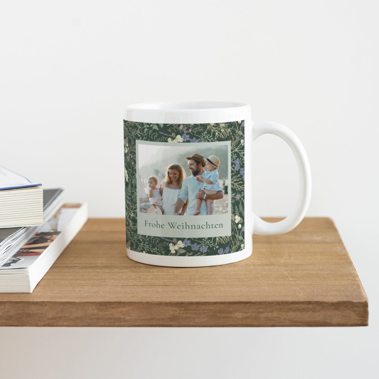 Tasse Weihnachten Weiß Winterlaub foto N° 4