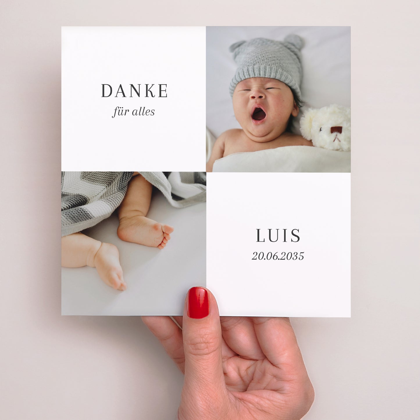 Dankeskarte Geburt Einfaches Quadrat Zoom auf dich foto N° 2