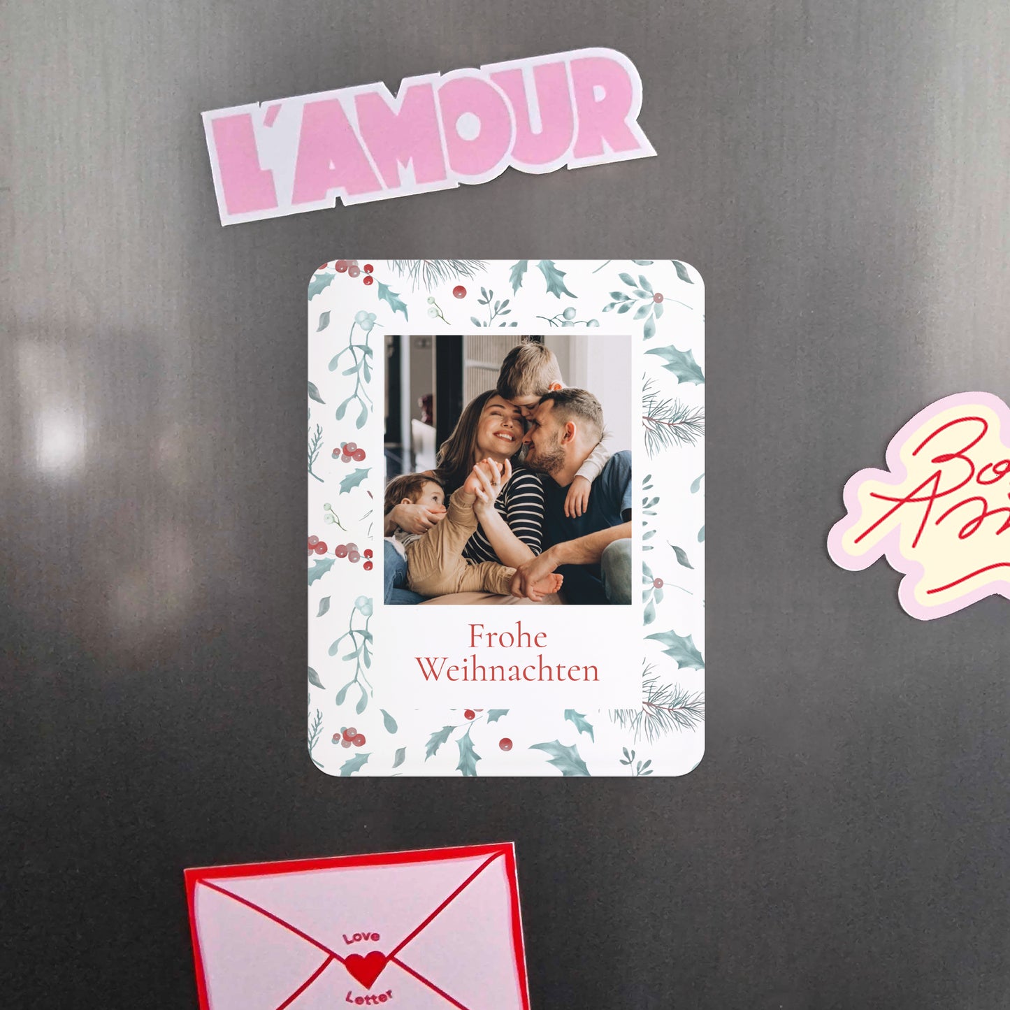 Weihnachtskarte Weihnachten Set von 8, magnetisch, rechteckig mit abgerundeten Ecken Eichenblätter foto N° 4