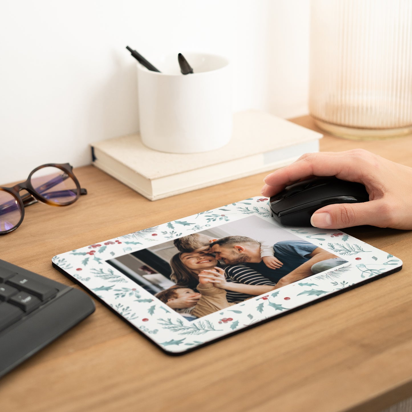 Mousepad Weihnachten Rechteck Eichenblätter foto N° 2