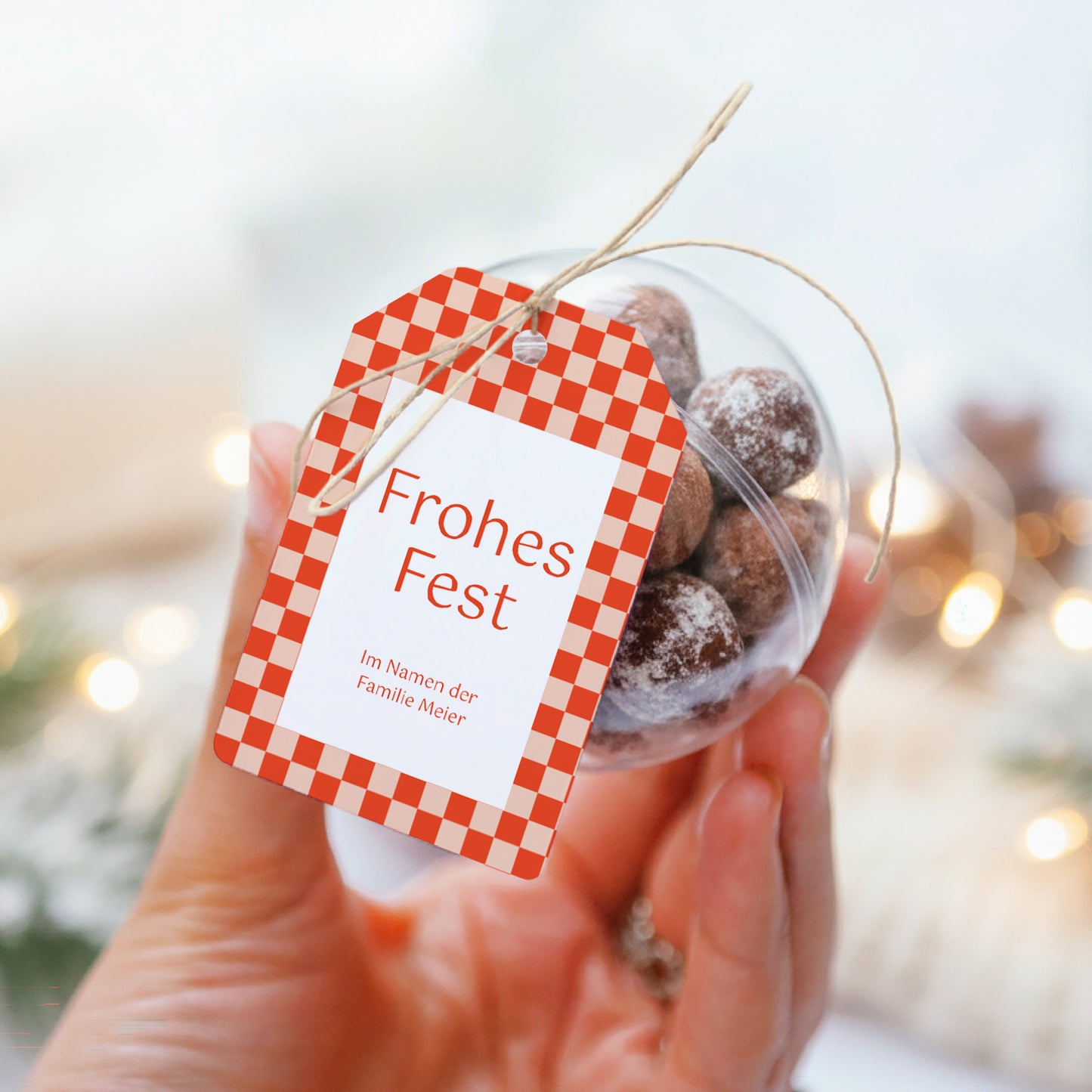 Geschenkbox Weihnachten Ball mit Wimpel-Etikett Weihnachtszauber foto N° 3