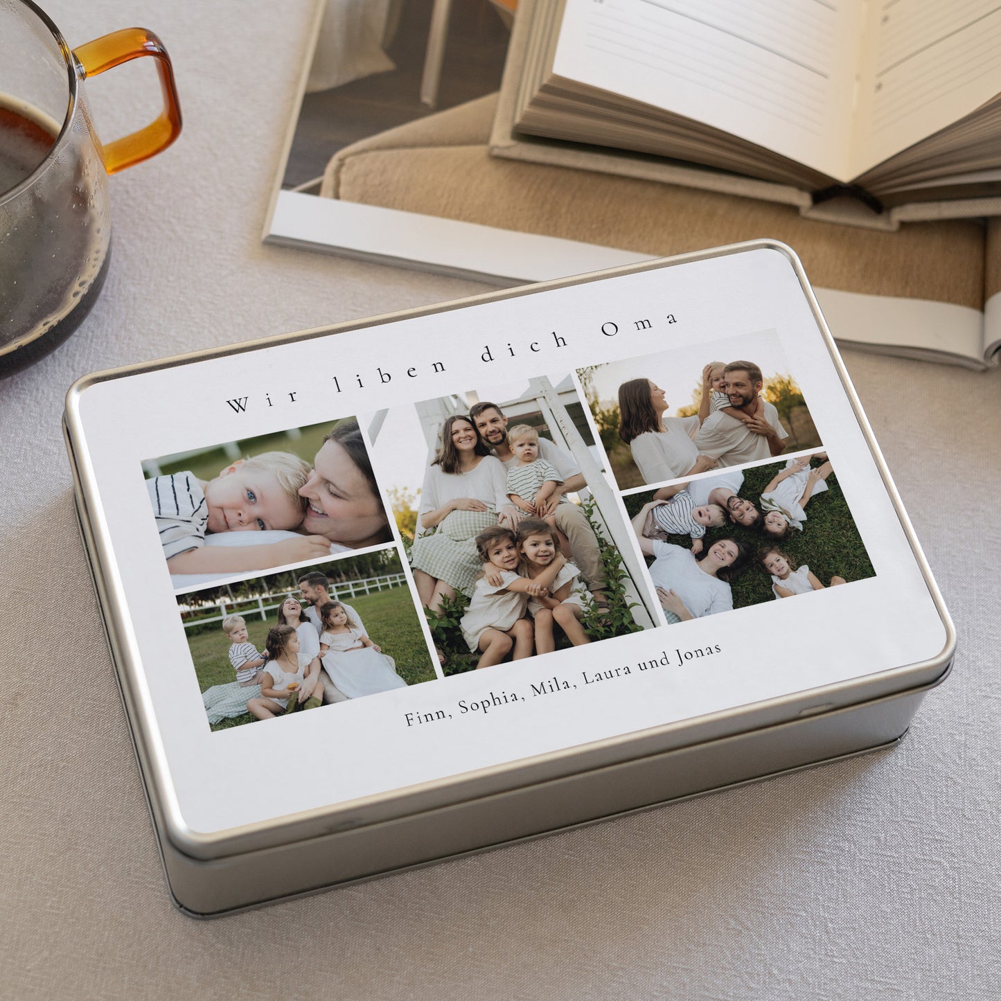 Metalldose Objekte rechteck, mit Schokolade gefüllt Wertvolle Momente in Fotos foto N° 2