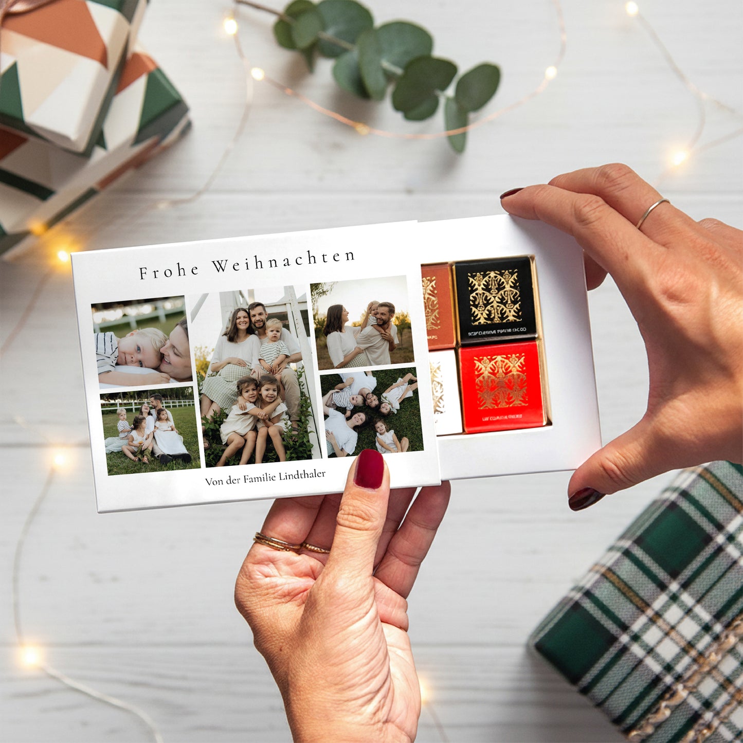 Personalisierte Schokoladenbox Weihnachten 6 Schokoladen Weihnachten in Fotos foto N° 1