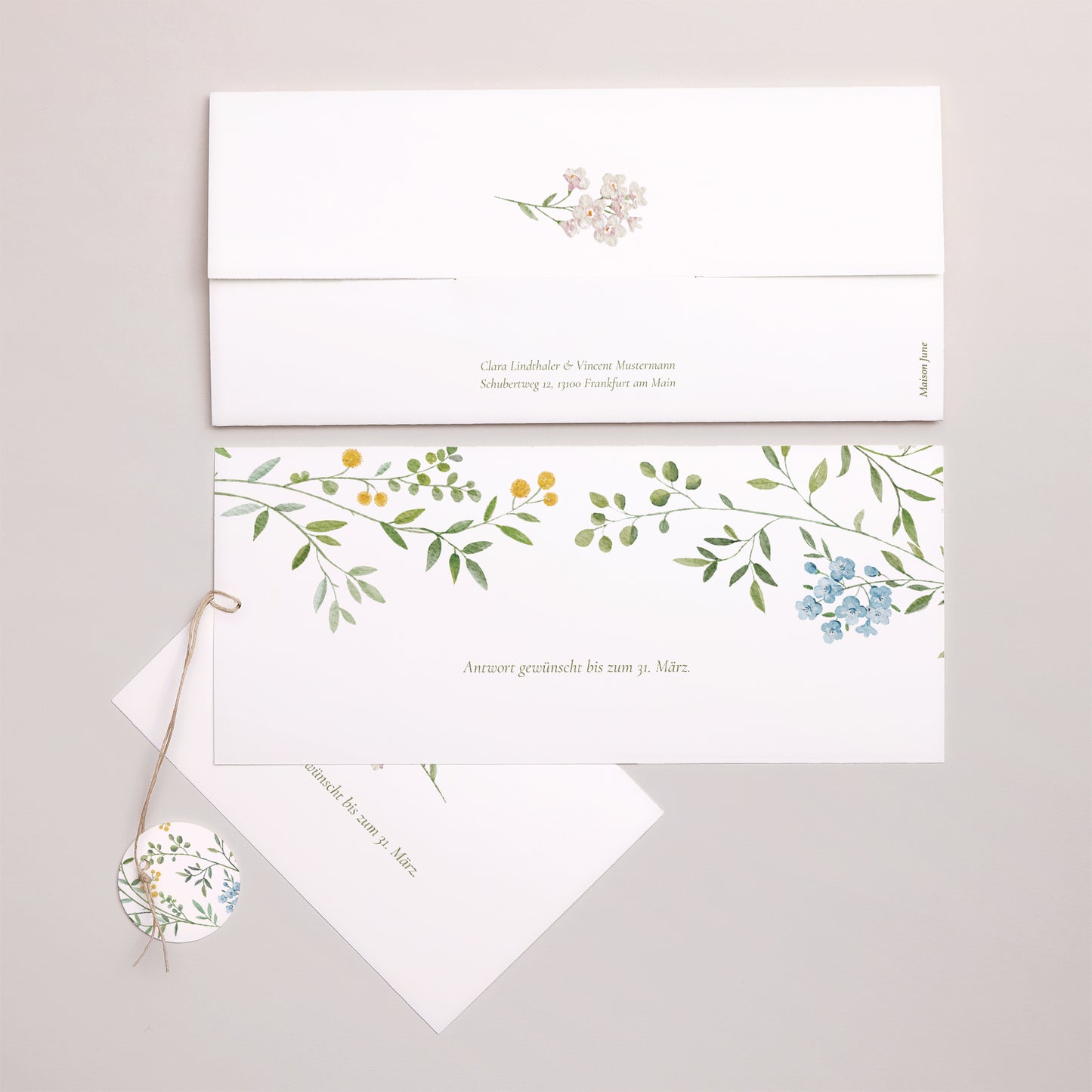 Hochzeitseinladung Mappe 2 Karten, Etikett Der Garten der Herzen foto N° 4