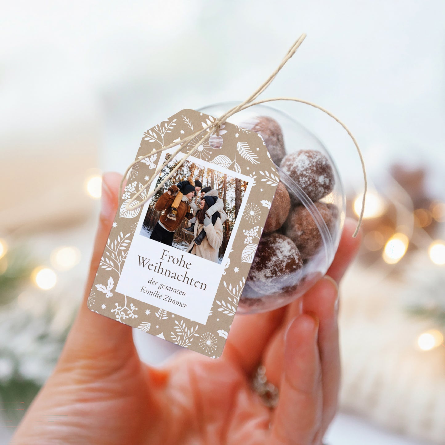 Geschenkbox Weihnachten Ball mit Wimpel-Etikett Weihnachtstraditionen foto N° 3